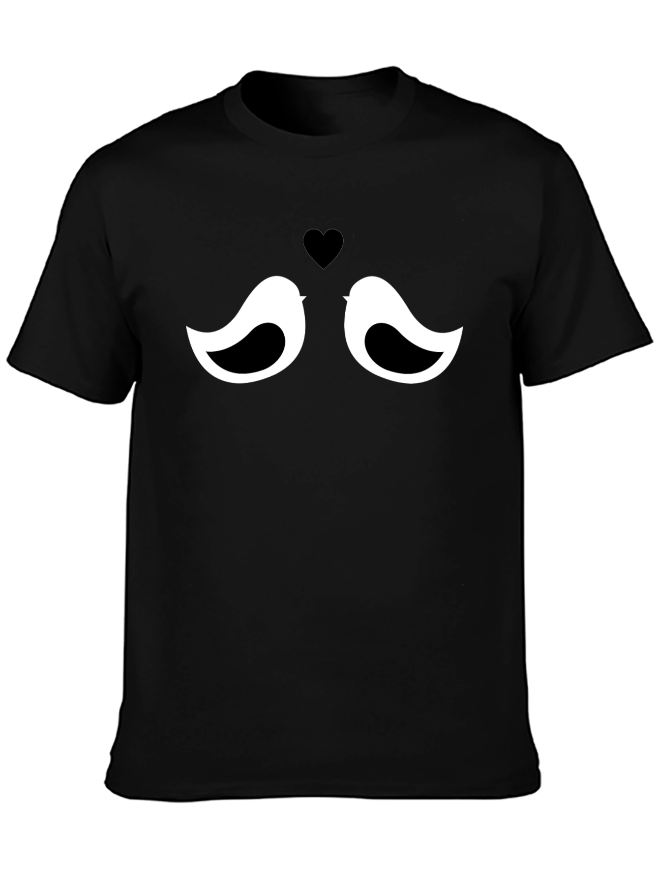 Black Love Birds Graphic T-Shirt - Unisex Casual Tee view 3