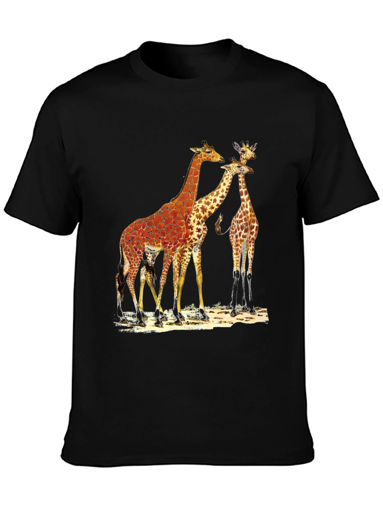 Black Giraffe Graphic Print Black T-Shirt view 3