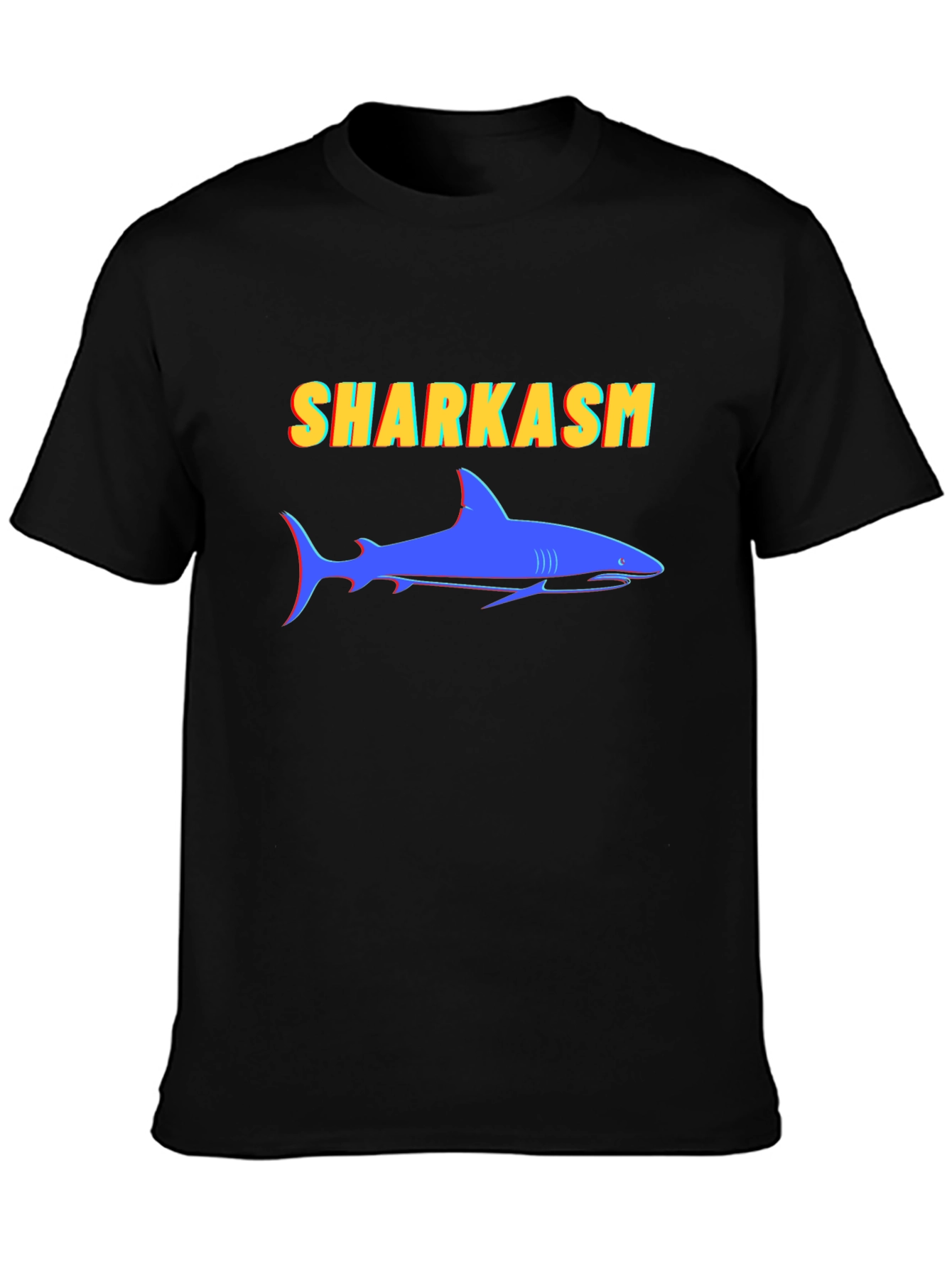 Black Sharkasm Graphic Tee - Funny Shark T-Shirt view 3