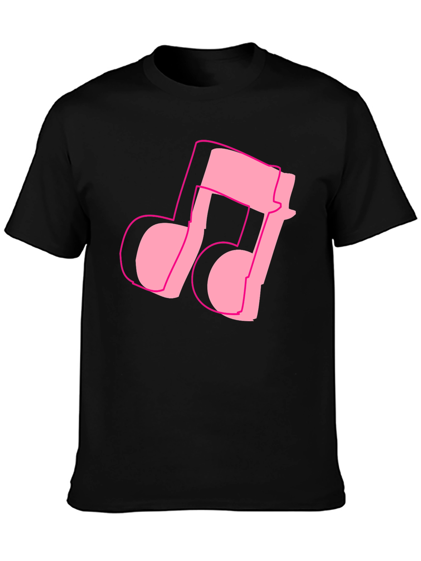 Black Pink Music Note Graphic Black T-Shirt view 3