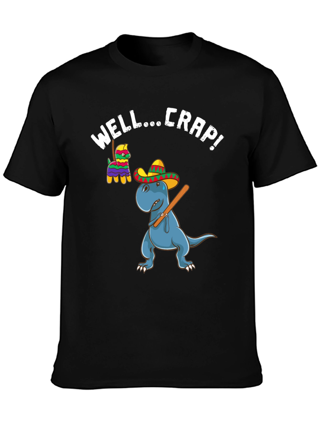 Black Dinosaur Piñata Funny Graphic T-Shirt view 3