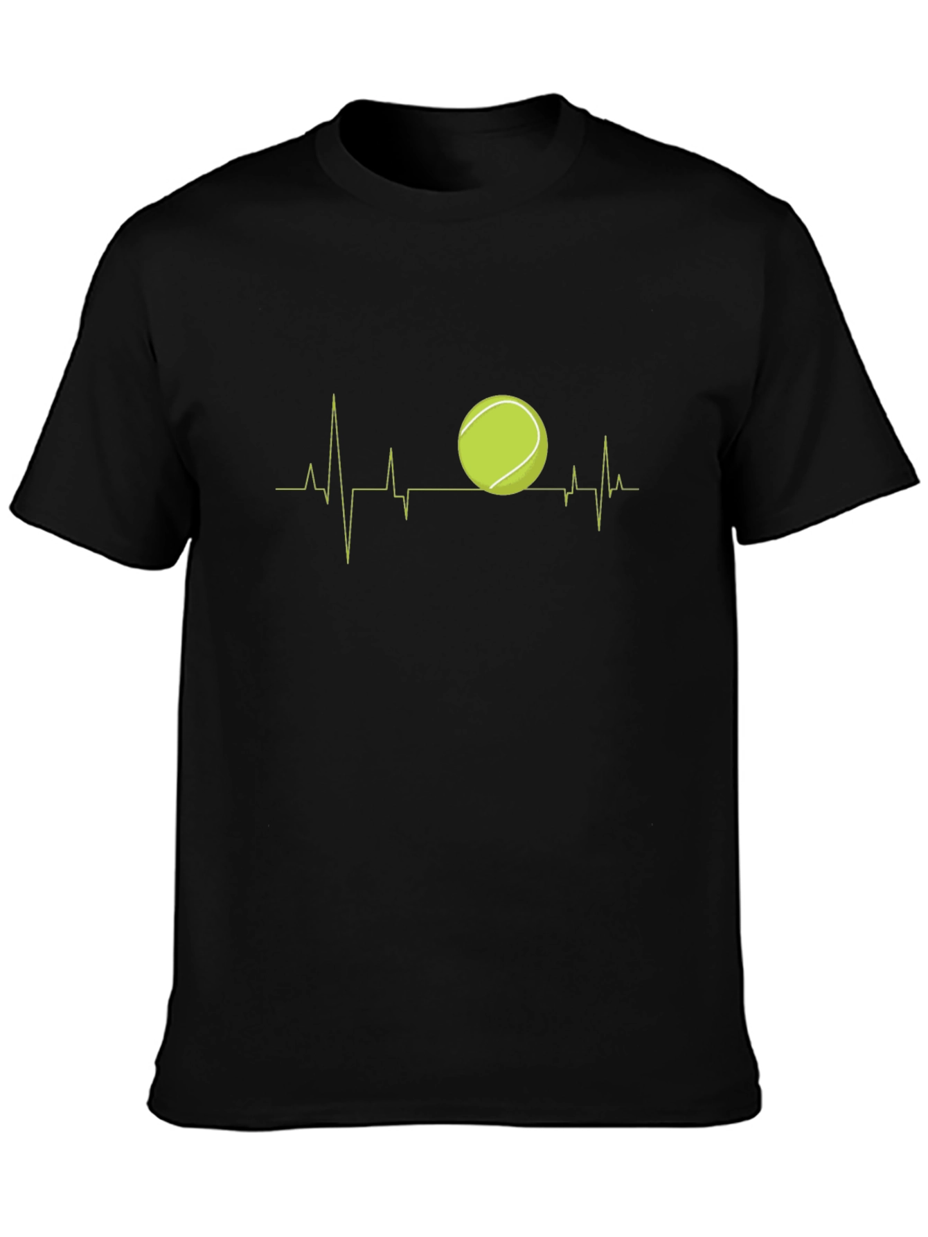 Black Tennis Heartbeat Graphic Tee - Black Cotton T-Shirt view 3