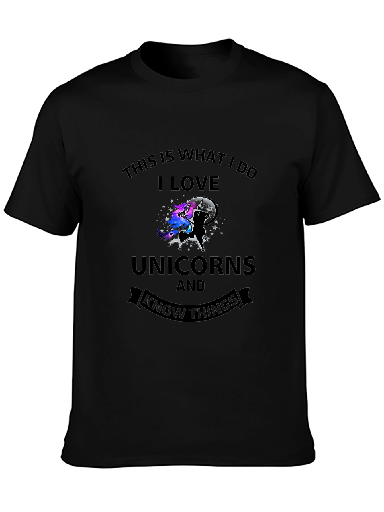 Black I Love Unicorns & Know Things Graphic Tee view 3