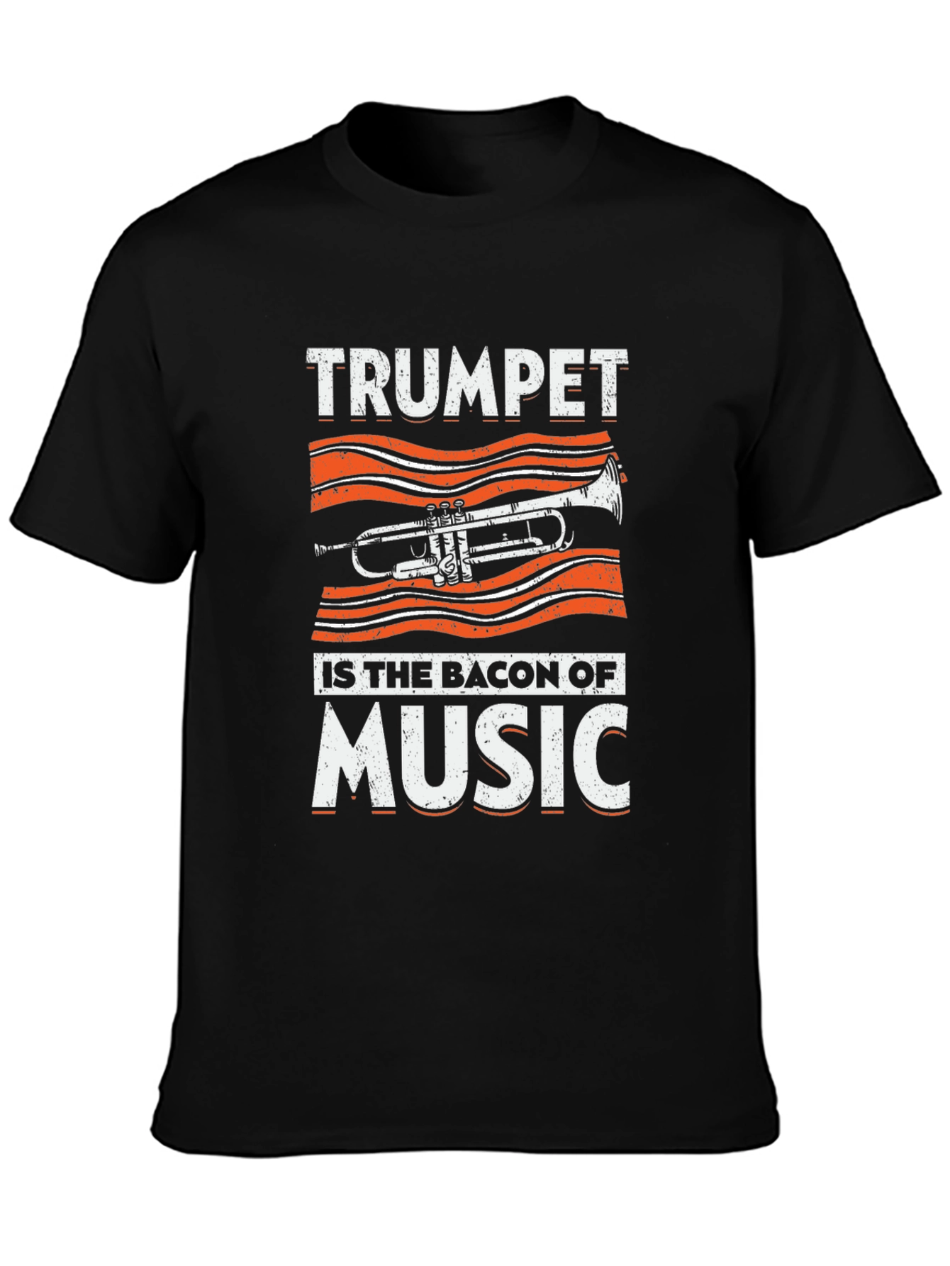 Black Trumpet Bacon Music T-Shirt view 3
