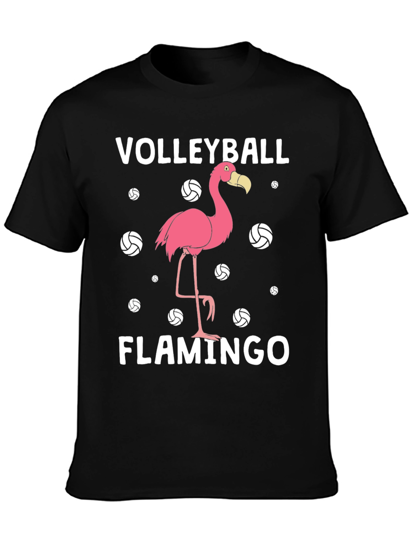 Black Volleyball Flamingo T-Shirt - Funny Graphic Tee view 3