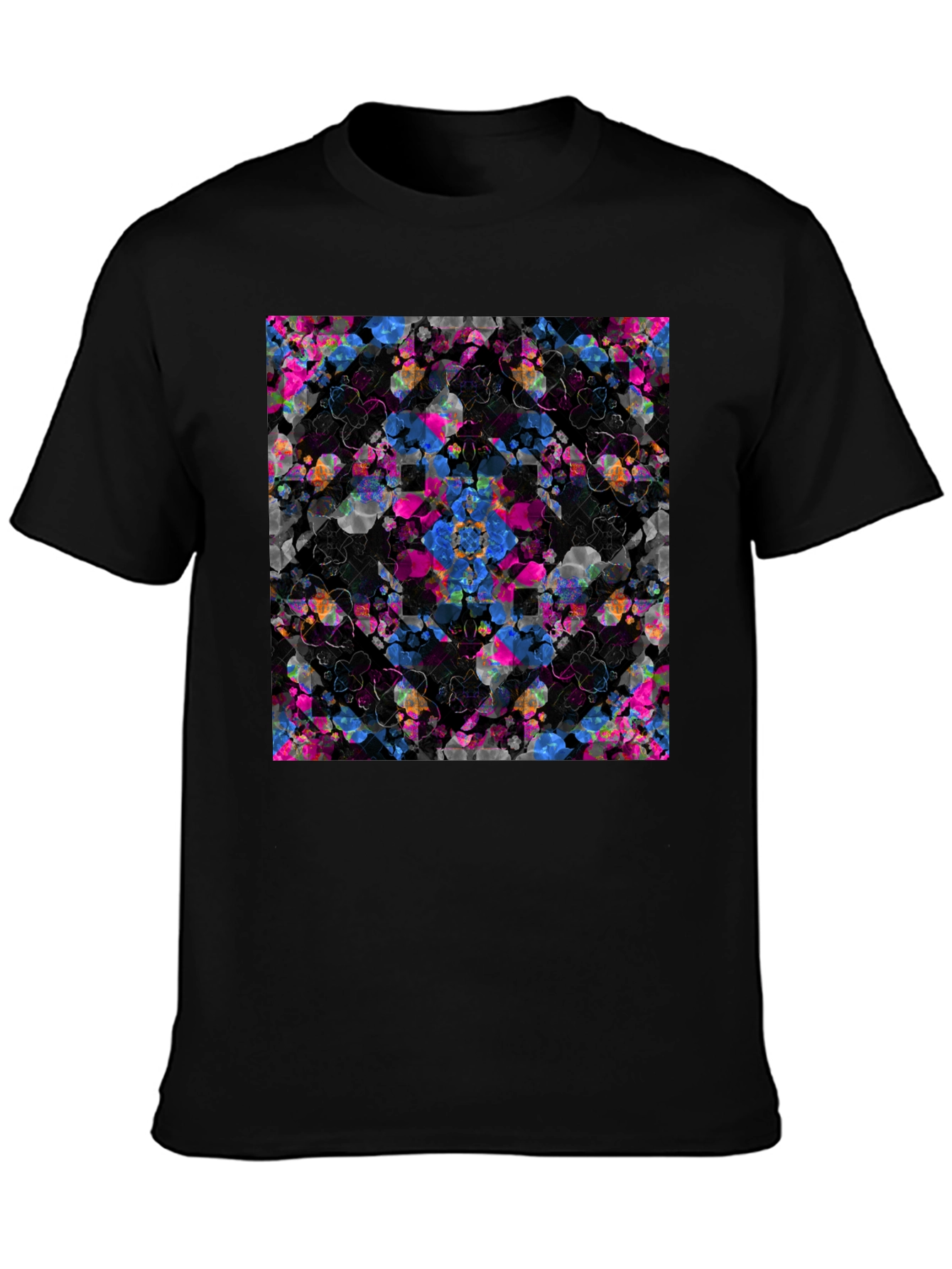Black Abstract Floral T-Shirt - Modern Graphic Tee view 3