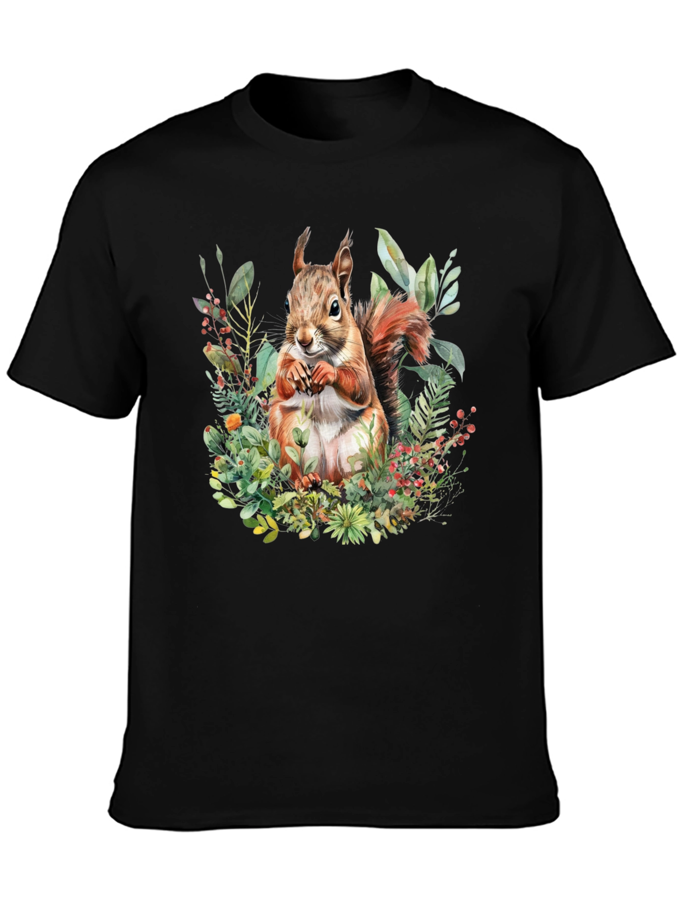 Black Squirrel Floral Print T-Shirt view 3