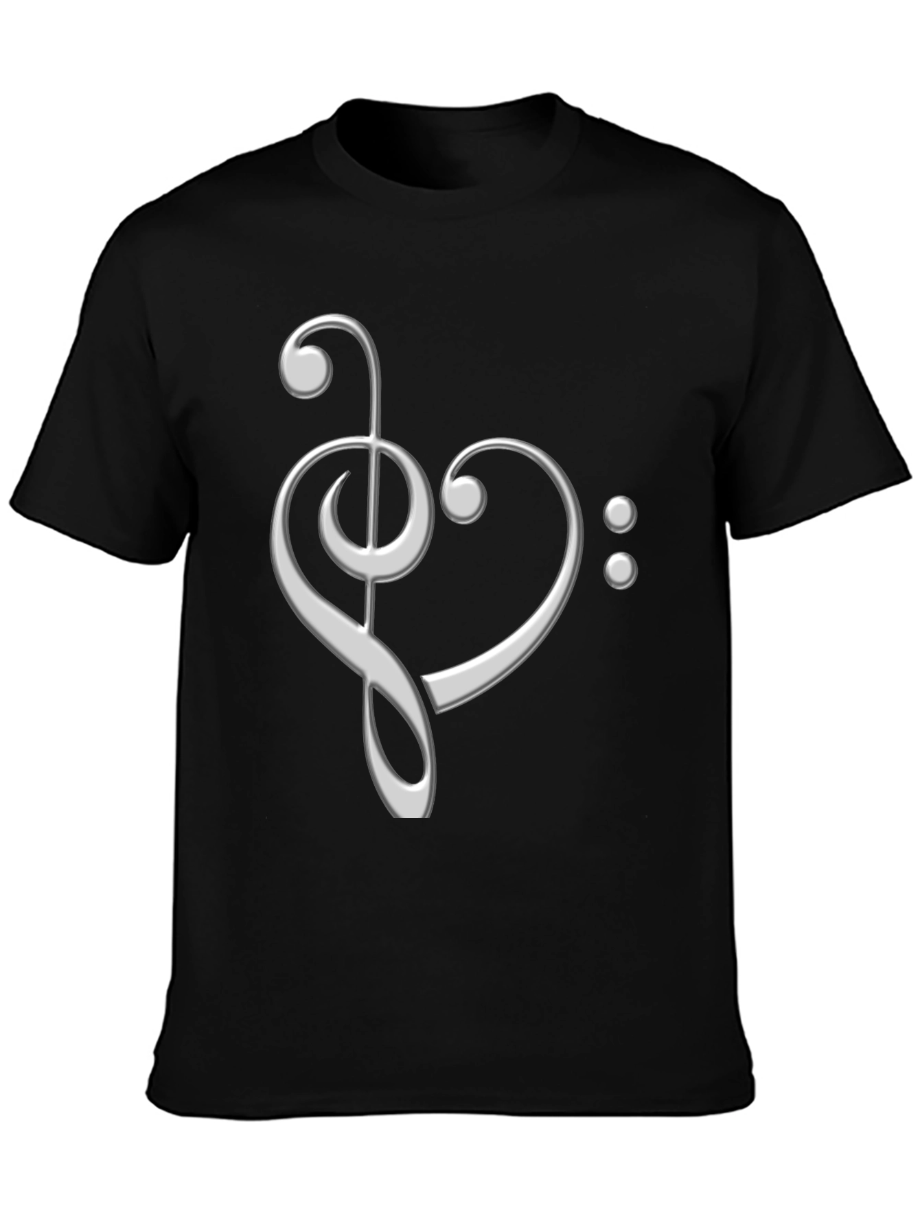 Black Musical Heart Graphic Tee - Black Cotton T-Shirt view 3