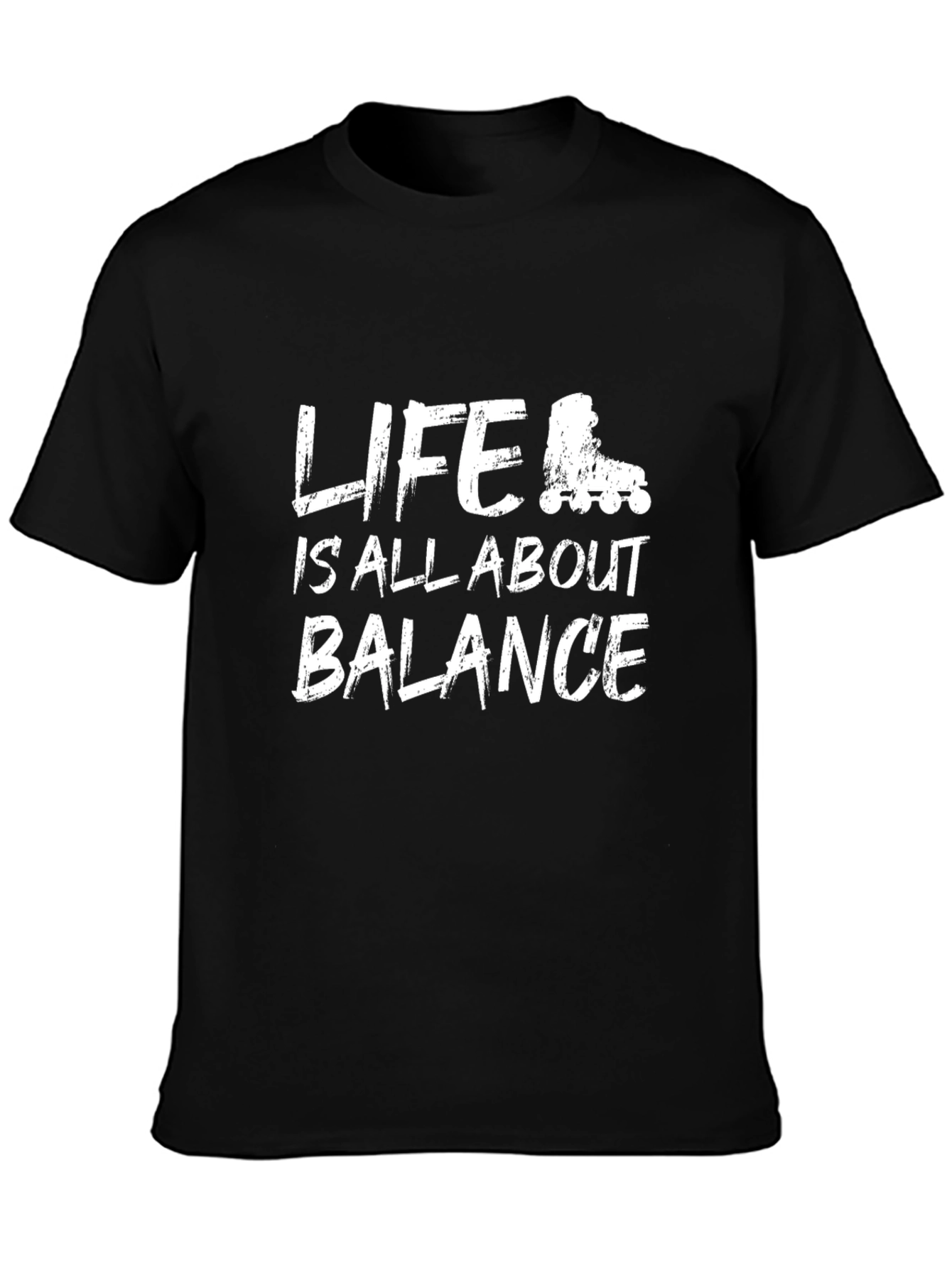 Black Life is All About Balance T-Shirt - Roller Skate Design view 3