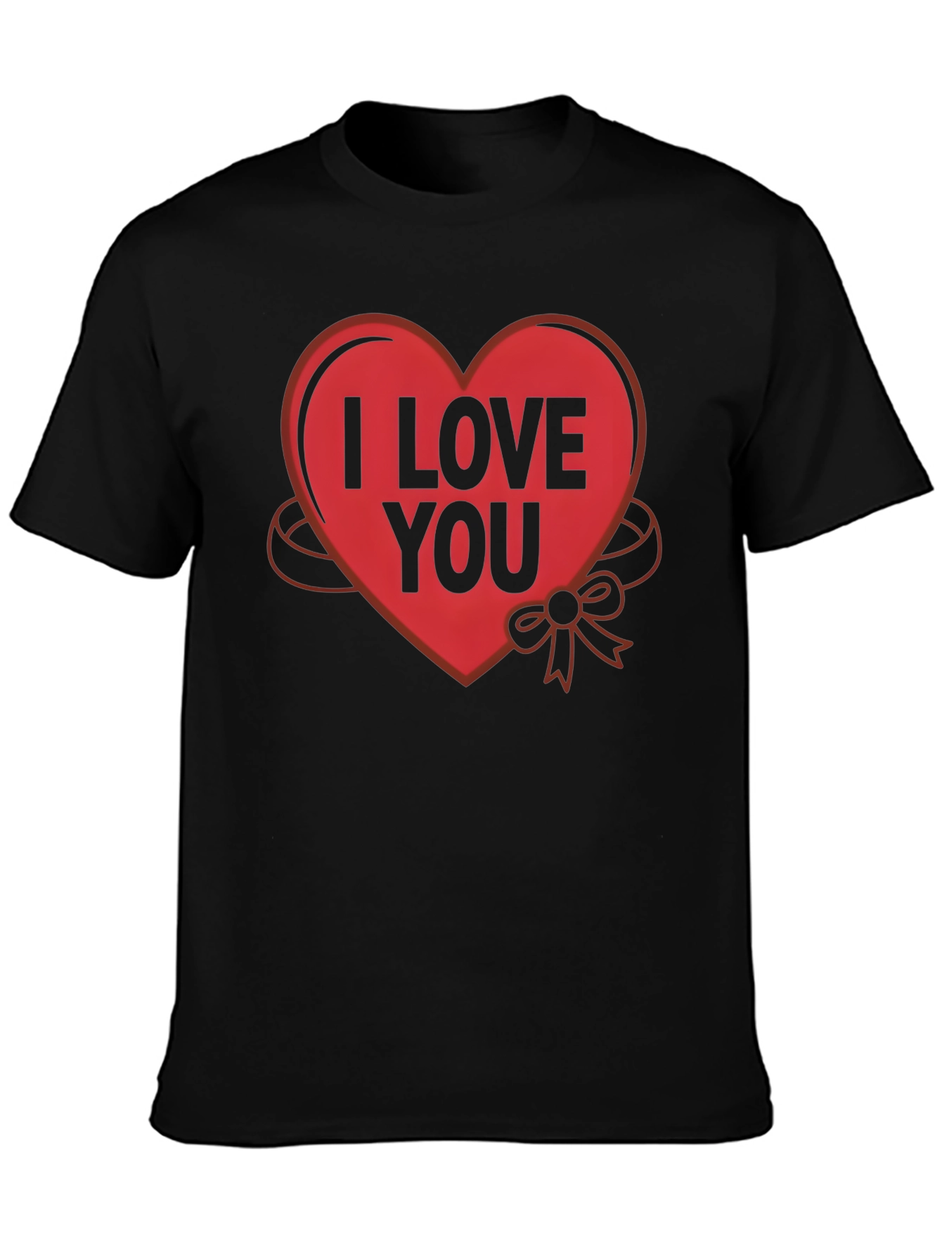 Black I Love You Heart Graphic T-Shirt view 3