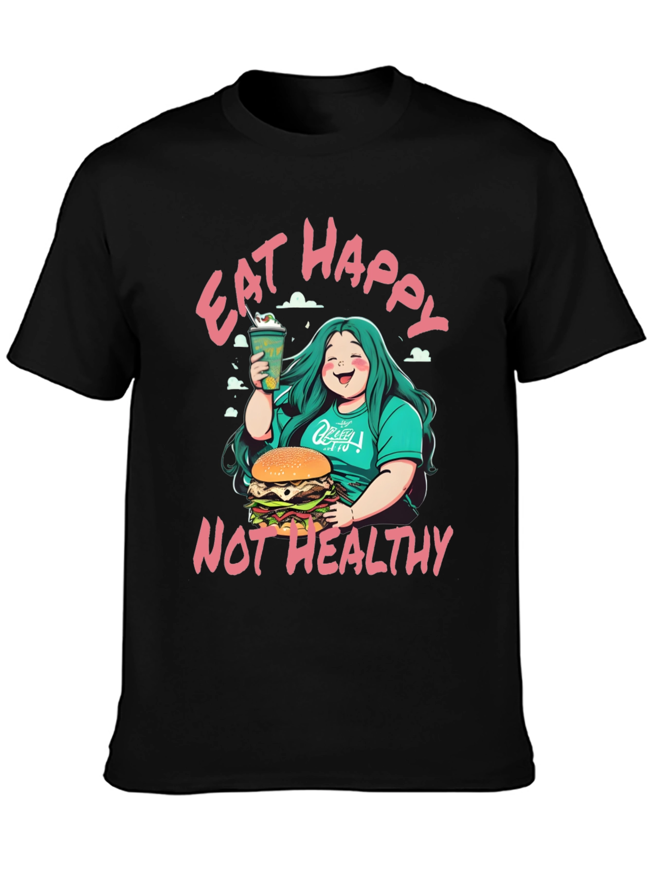 Eat Happy Not Healthy T-Shirt - Bold Graphic Tee - 3