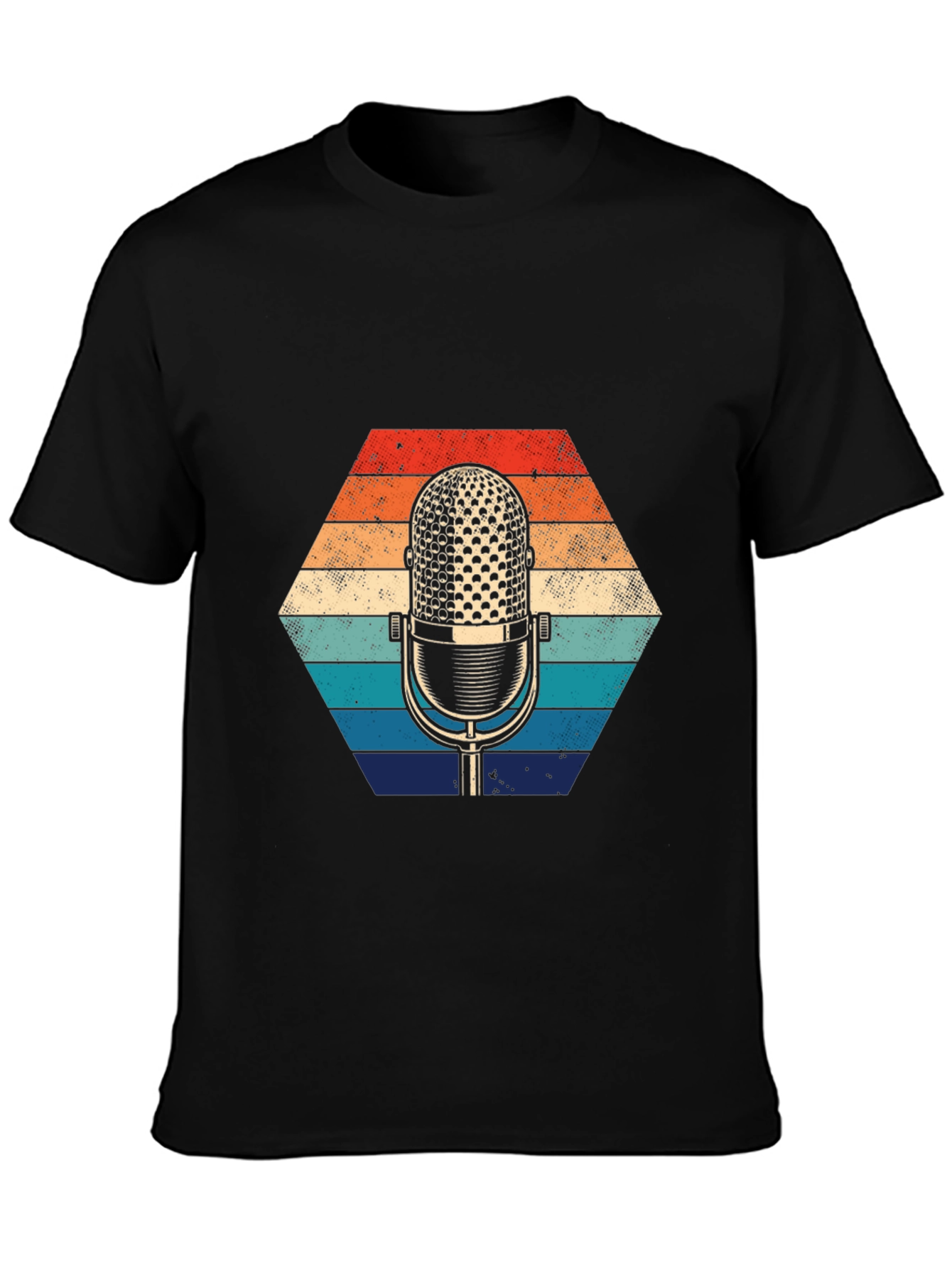 Black Retro Microphone Graphic Tee view 3