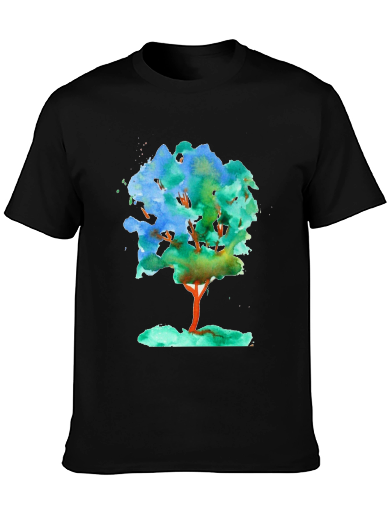 Black Watercolor Tree Graphic T-Shirt view 3
