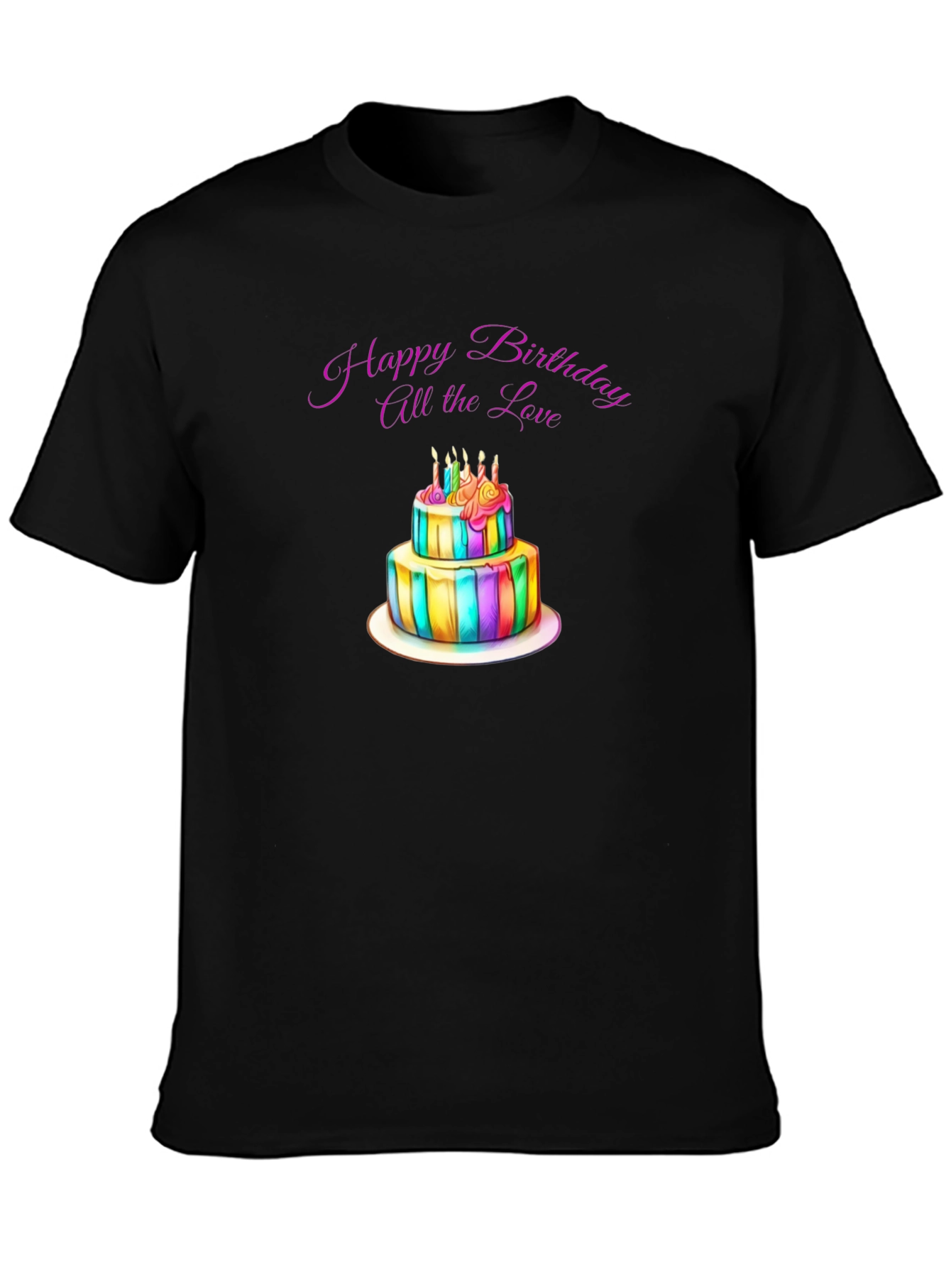 Black Birthday Cake Graphic Black T-Shirt view 3