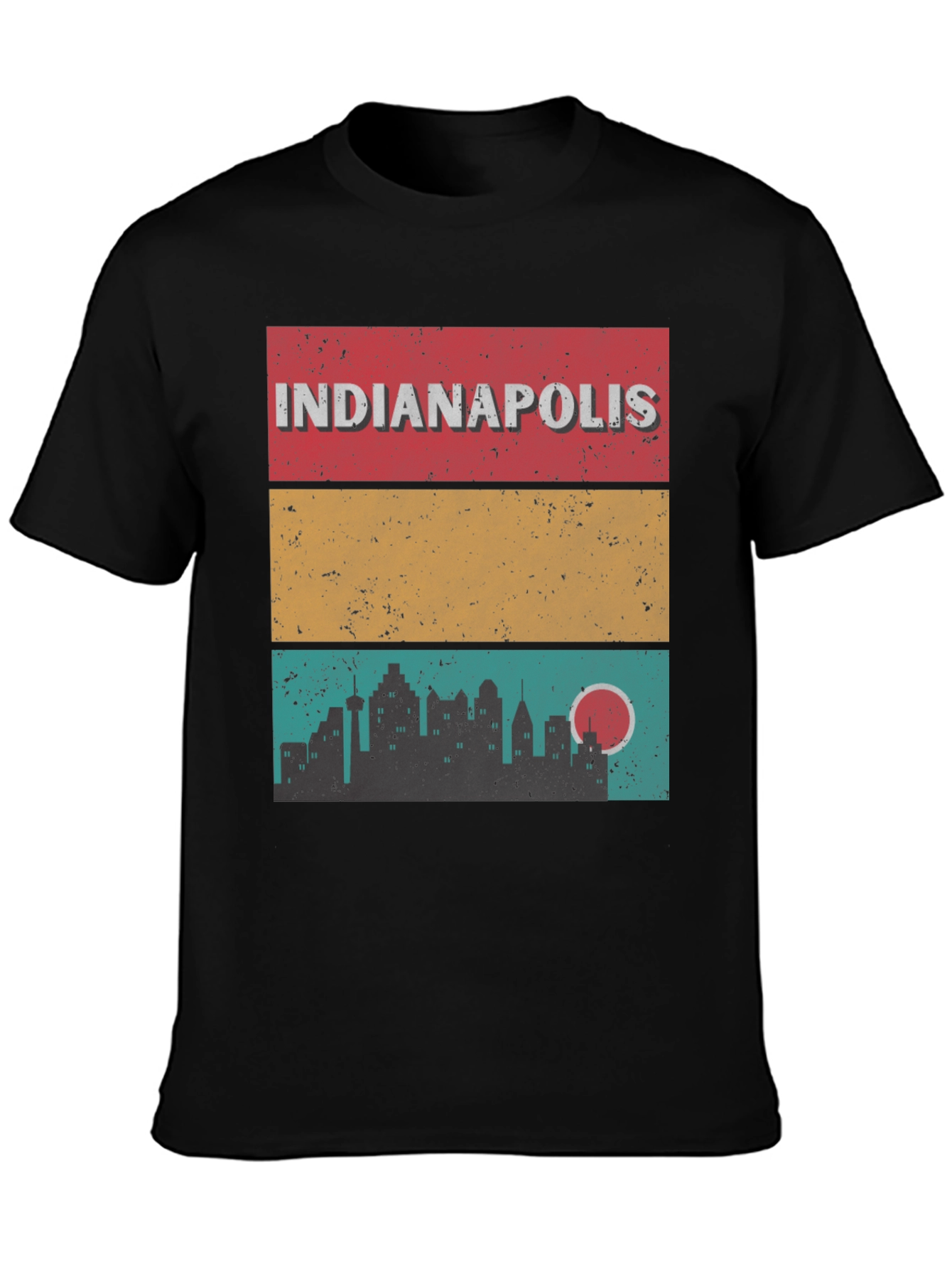 Black Indianapolis Skyline Graphic T-Shirt view 3