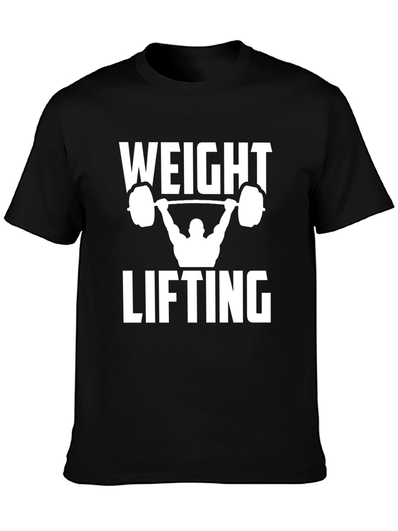 Black Weight Lifting Graphic Tee - Black Cotton T-Shirt view 3
