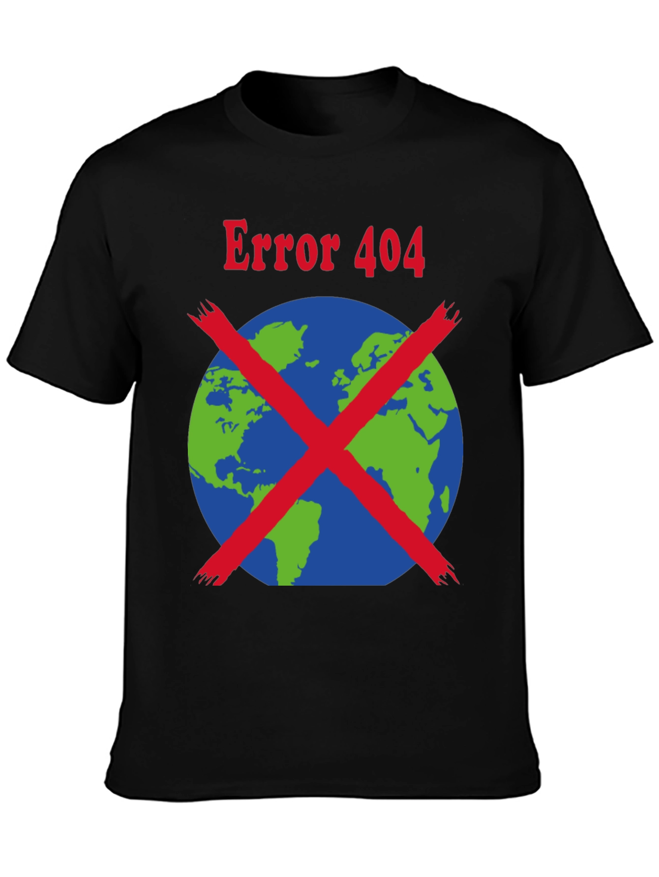 Black Error 404 Earth Graphic T-Shirt view 3