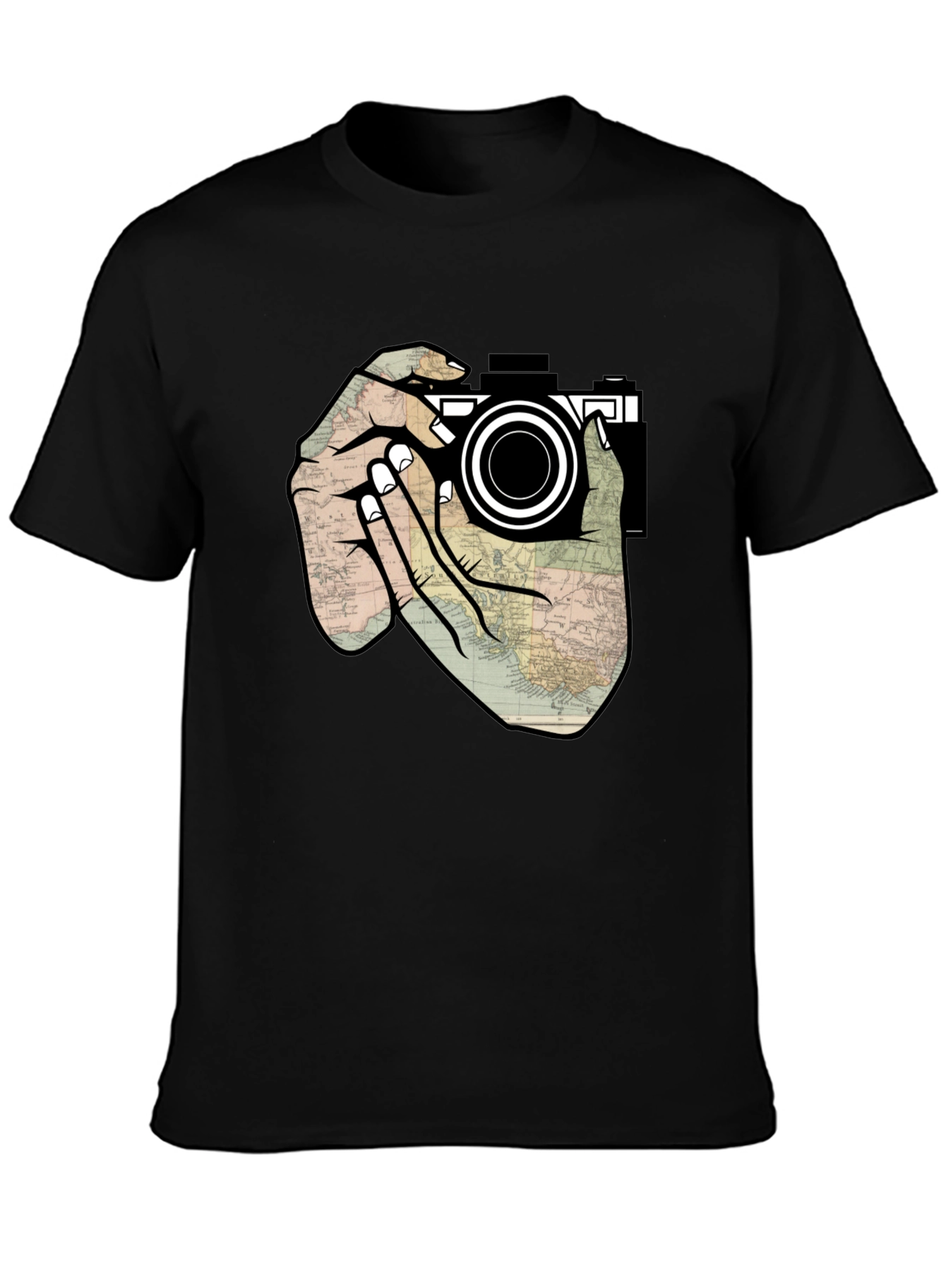 Black Photographer's Map T-Shirt view 3