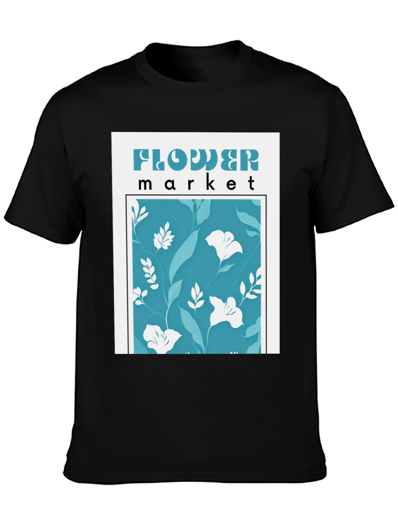 Black Flower Market Graphic Tee - Stylish Floral Print view 3