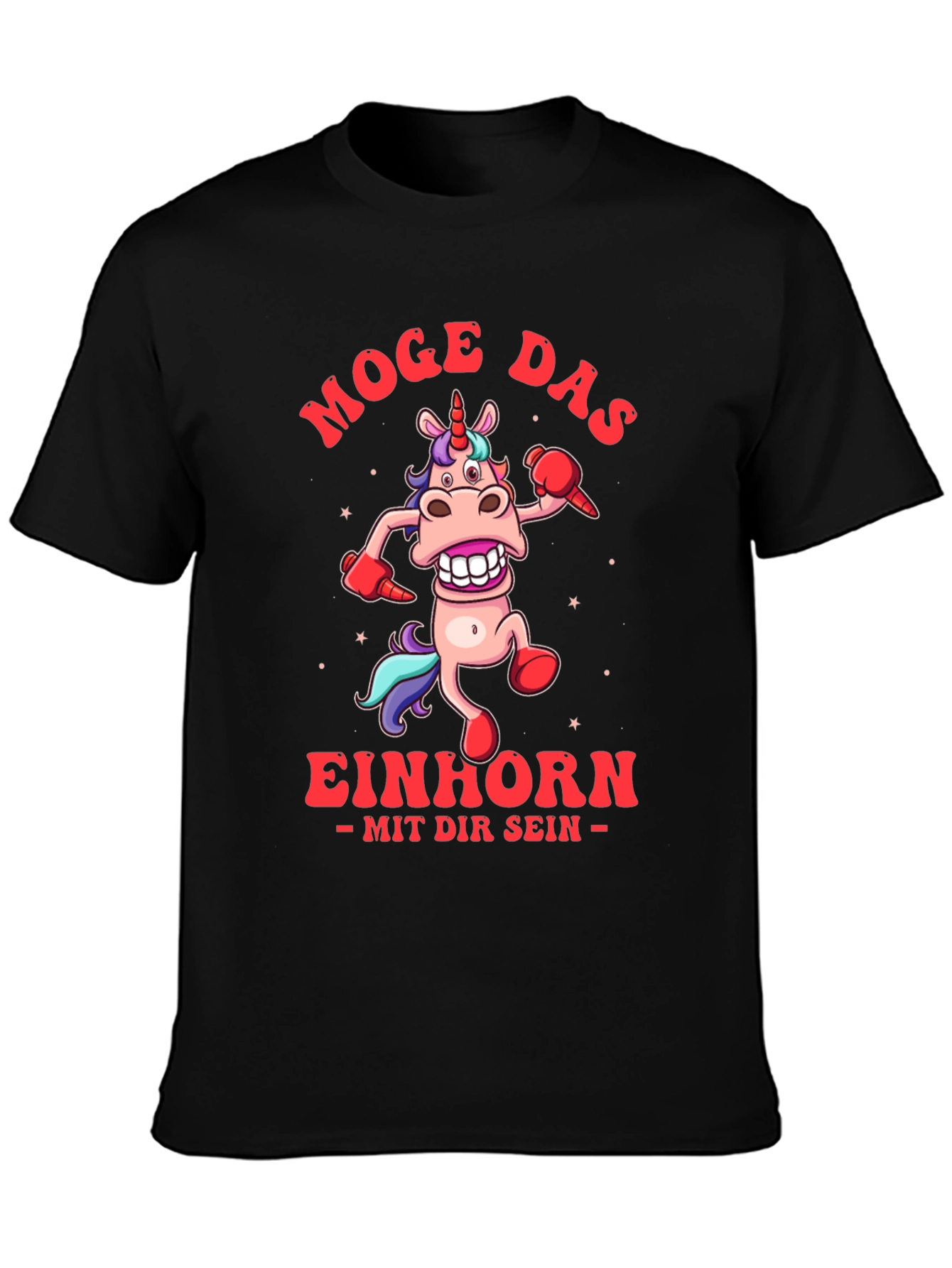 Black Funny Unicorn T-Shirt - Moge Das Einhorn view 3