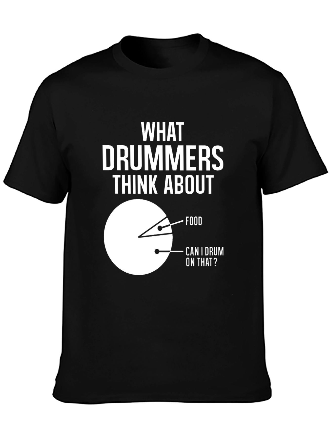 Black Drummer Humor T-Shirt: Food & Drumming Pie Chart view 3