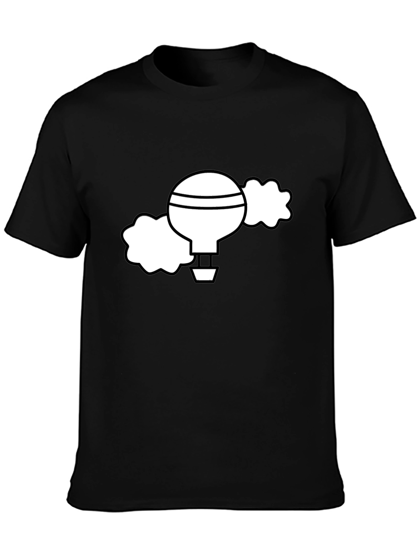 Black Black T-Shirt with Whimsical Hot Air Balloon Graphic view 3