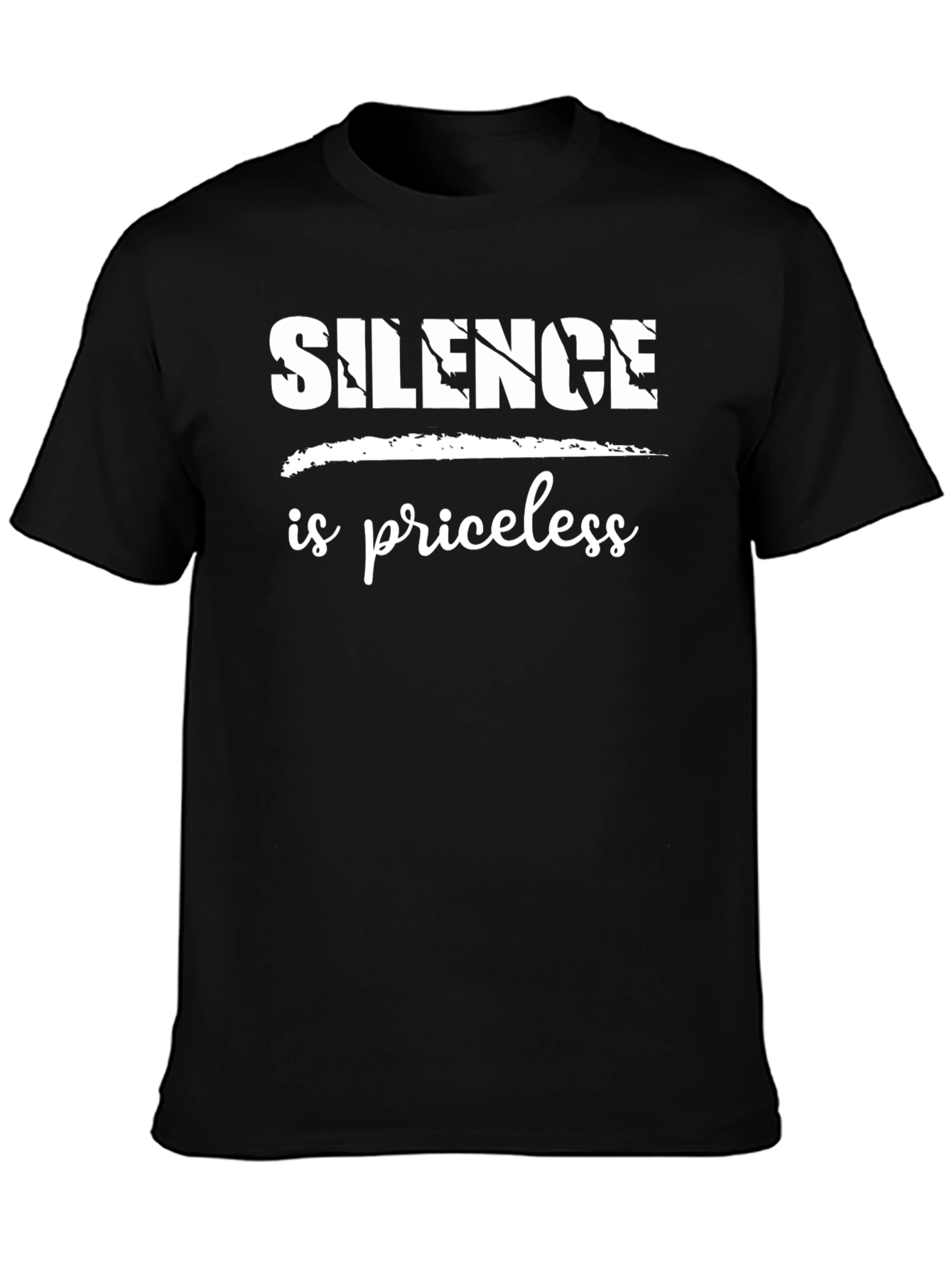 Black Silence is Priceless Black T-Shirt view 3