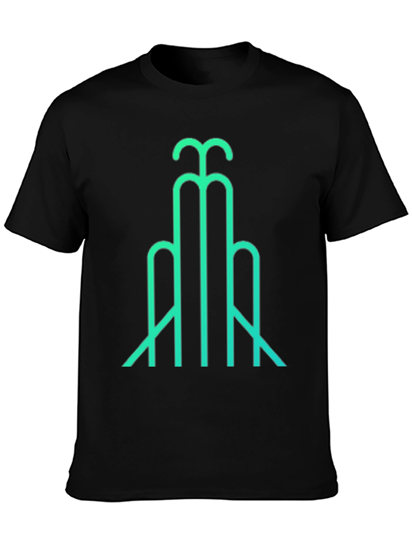 Black Abstract Line Art T-Shirt - Modern Geometric Design view 3