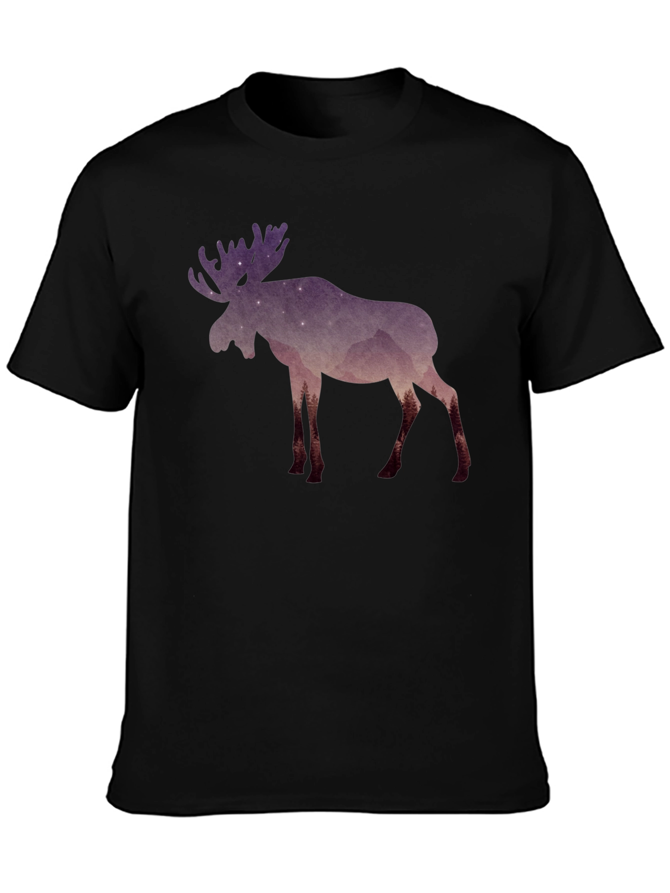 Black Moose Silhouette Graphic Tee - Nature Inspired Design view 3