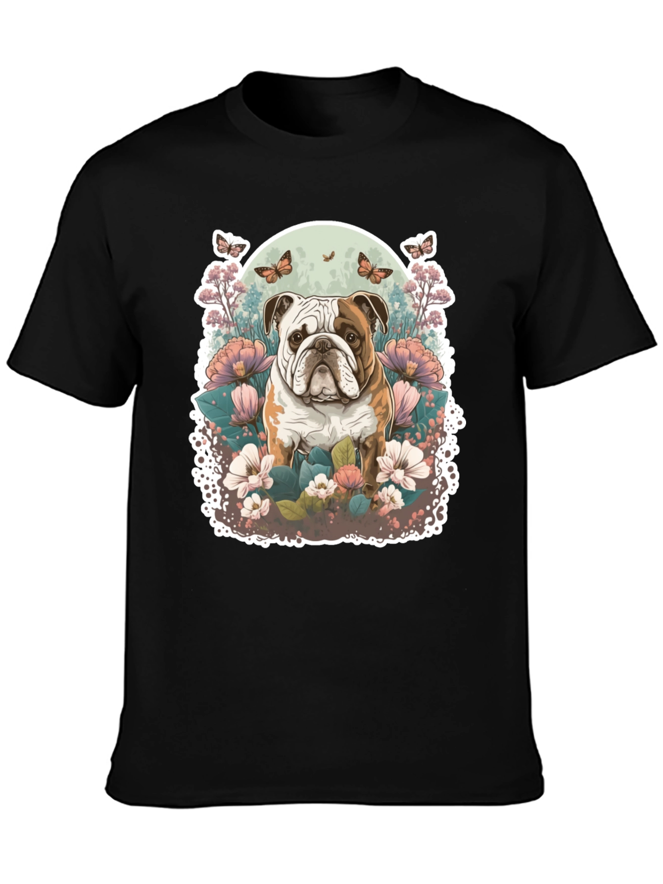 Black Bulldog Floral T-Shirt view 3
