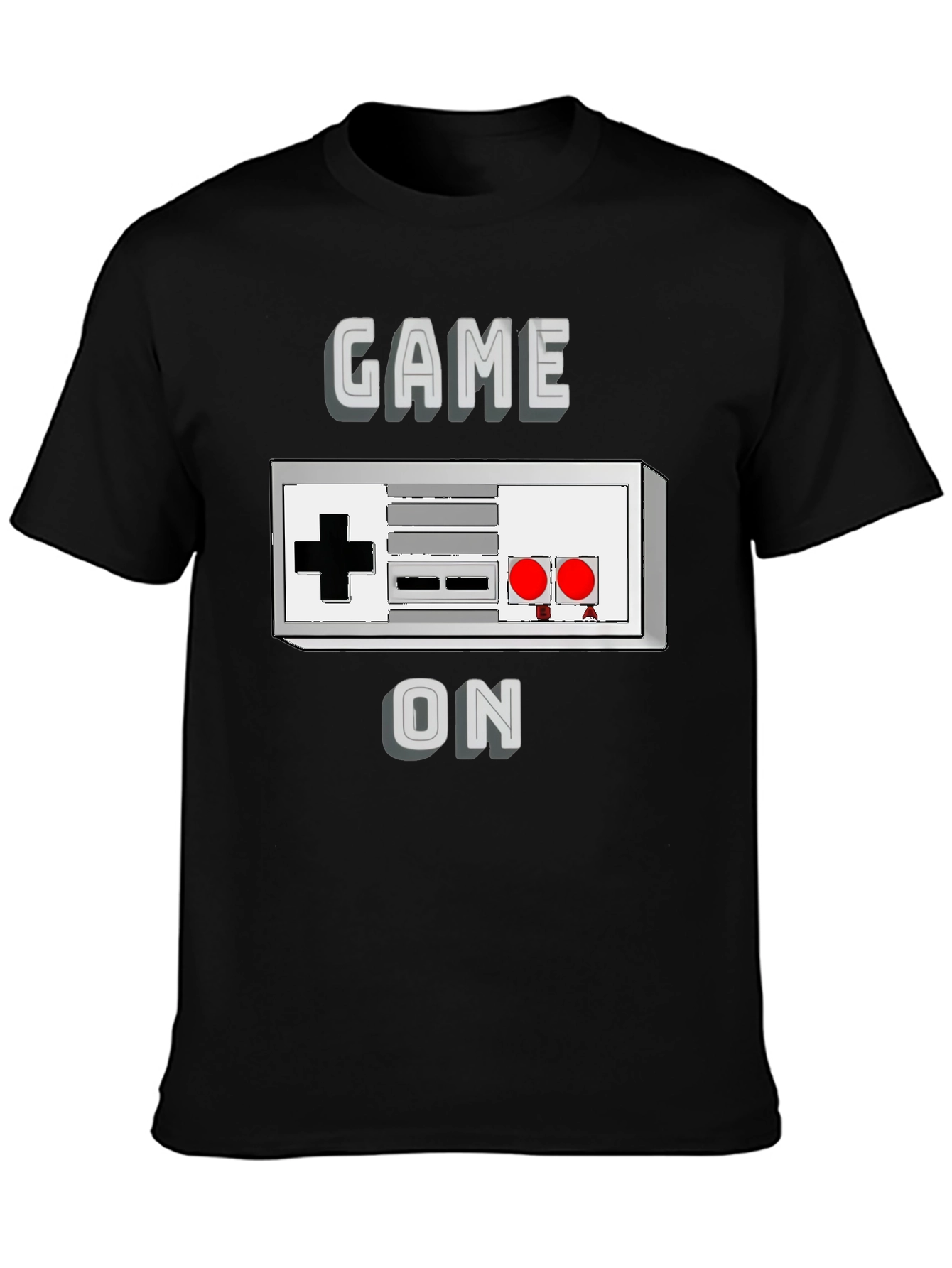 Black Game On Retro Controller T-Shirt view 3