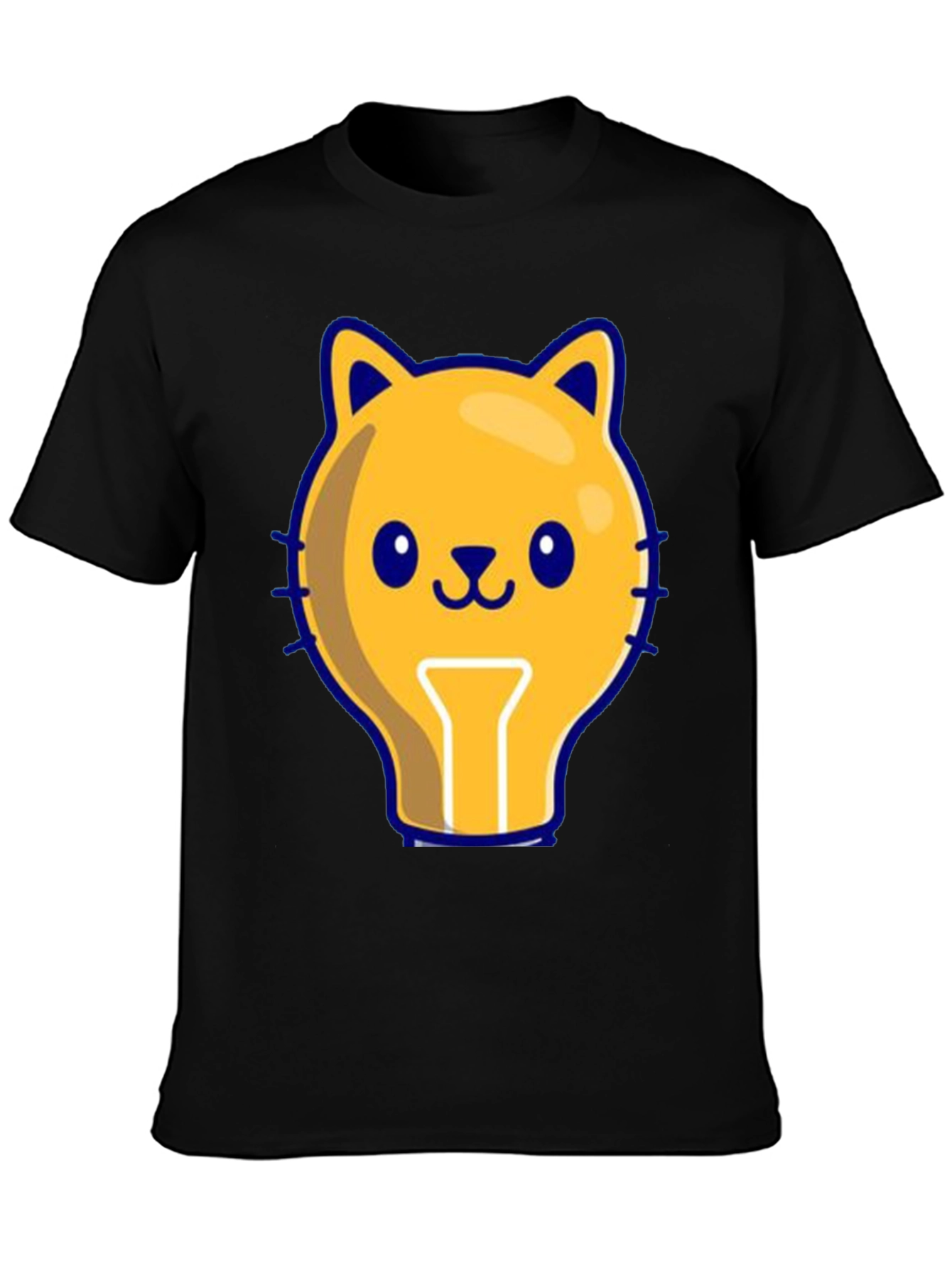 Black Cute Cat Light Bulb Graphic Tee - Black view 3