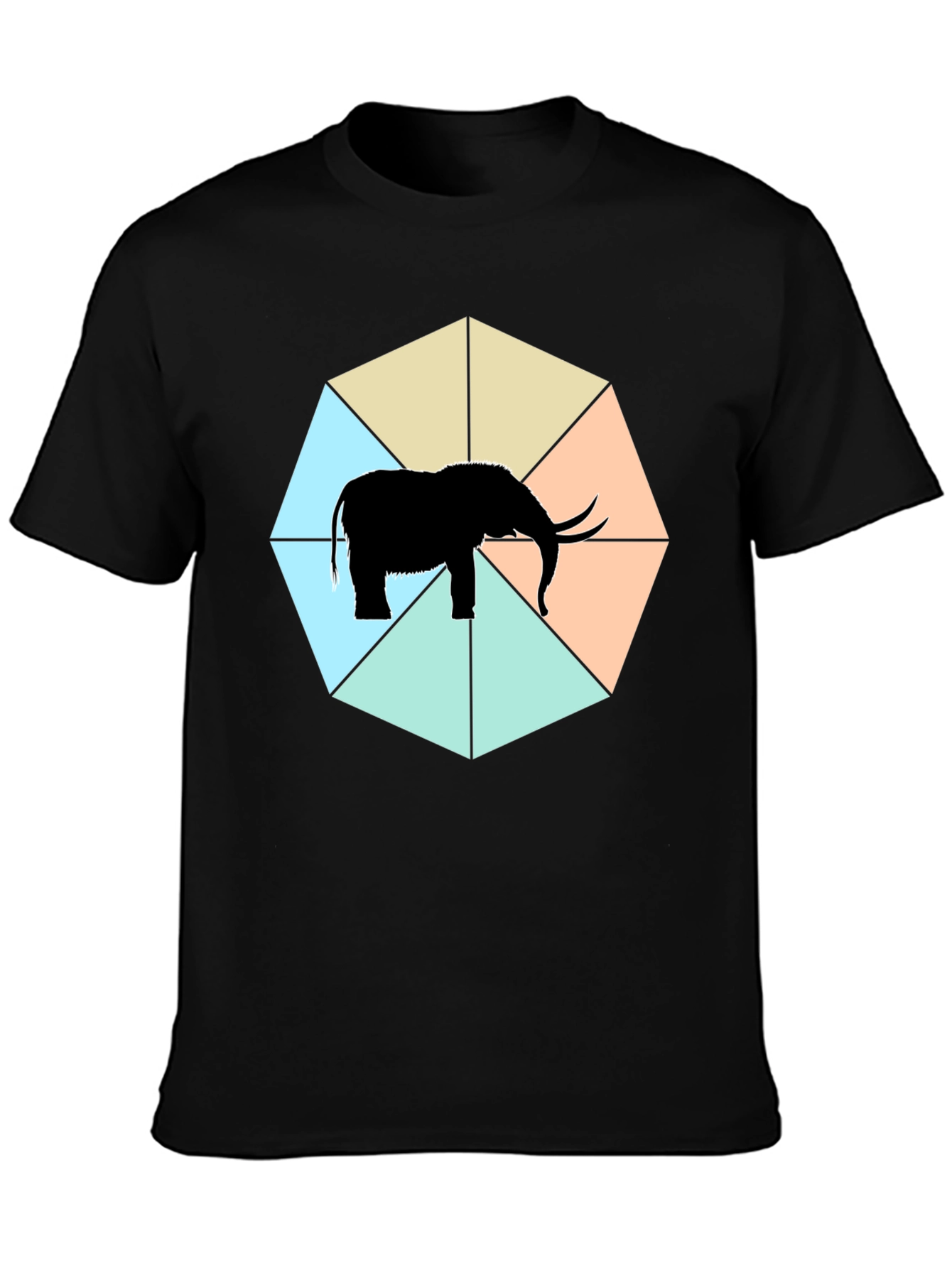 Black Elephant Octagon Graphic Tee - Stylish Men's Black T-Shirt view 3