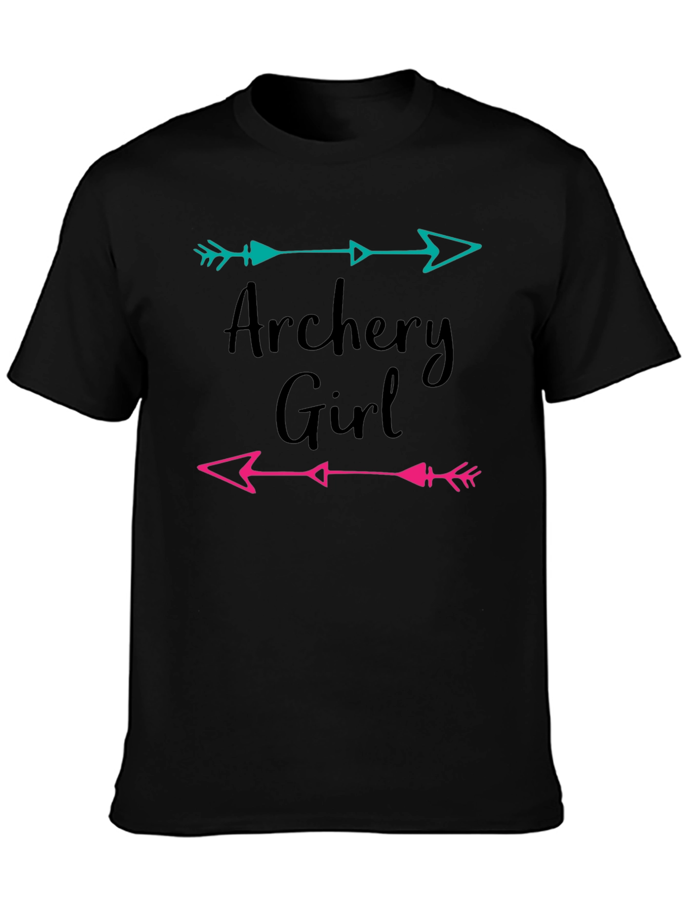 Black Archery Girl Arrow Graphic Tee - Black Cotton T-Shirt view 3