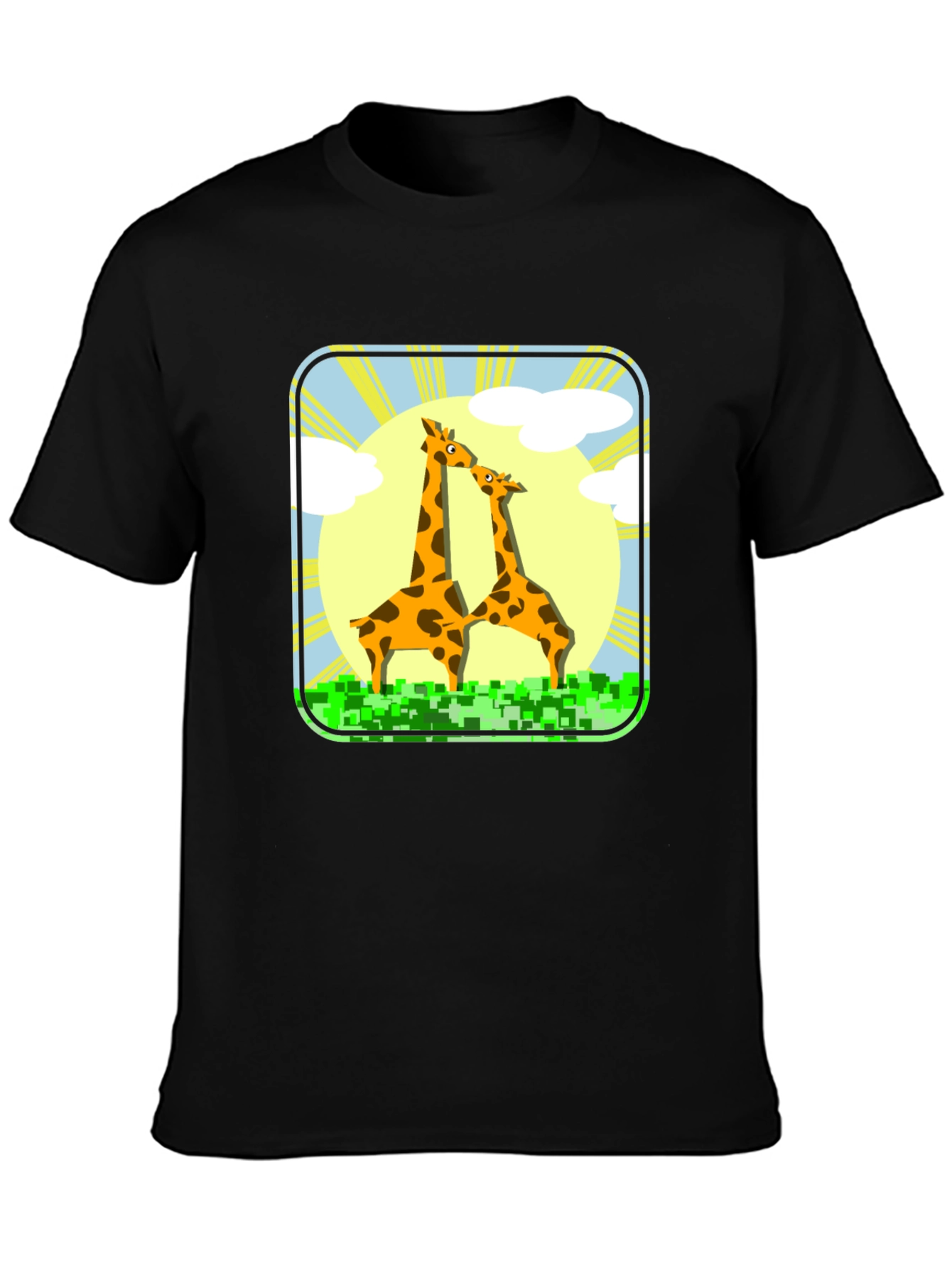 Black Giraffe Graphic Tee - Black Cotton T-Shirt view 3