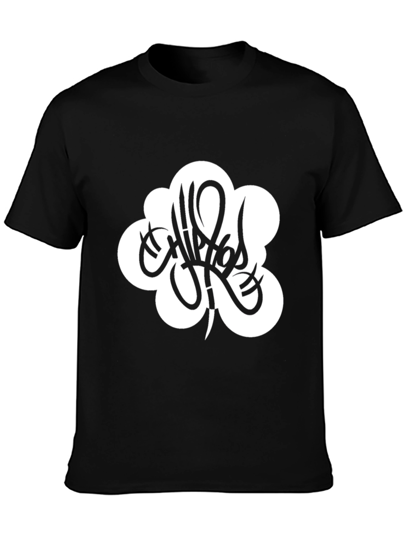 Black Hip Hop Style Graphic Tee - Black view 3