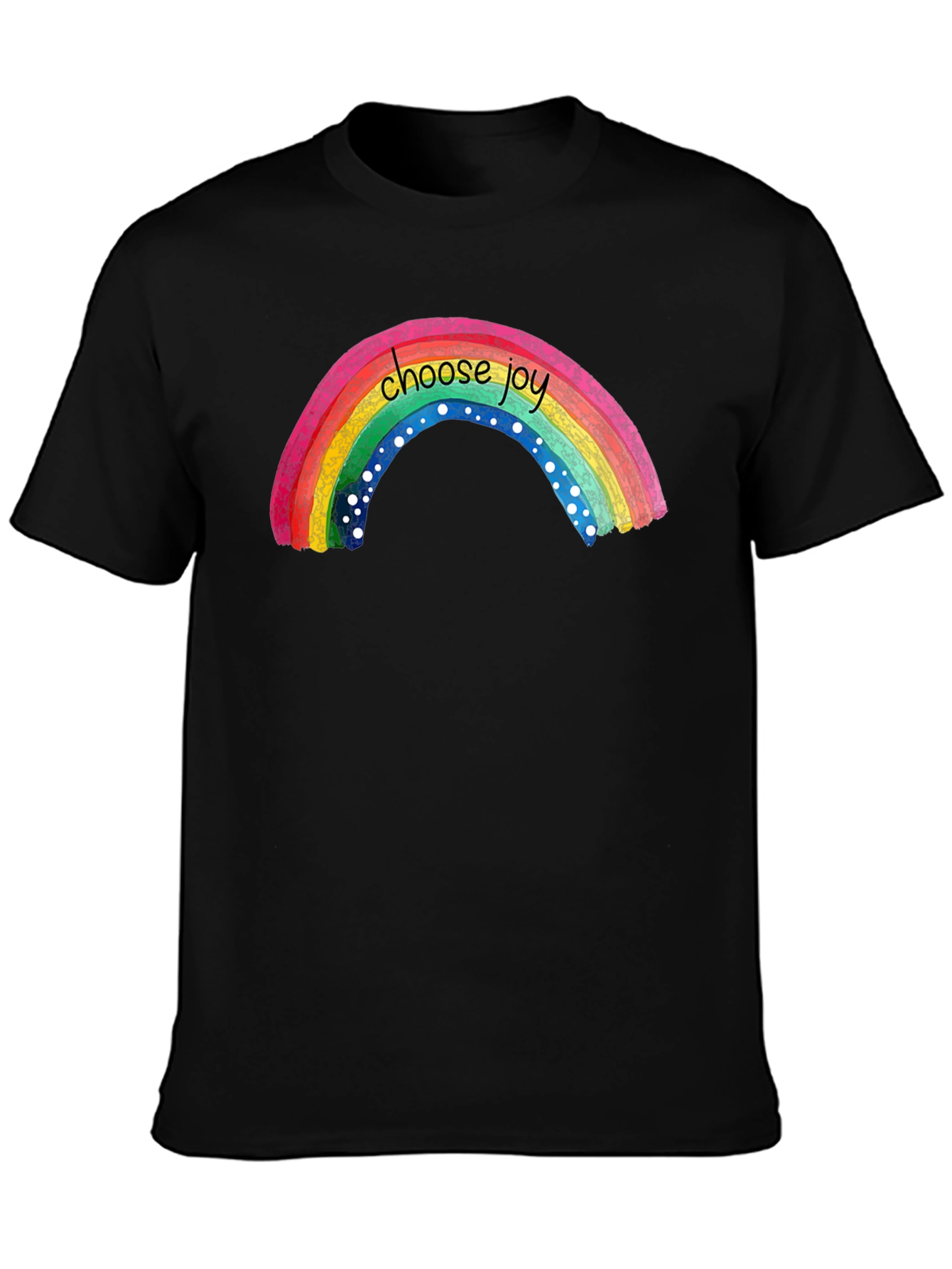 Black Choose Joy Rainbow Graphic T-Shirt - Black view 3