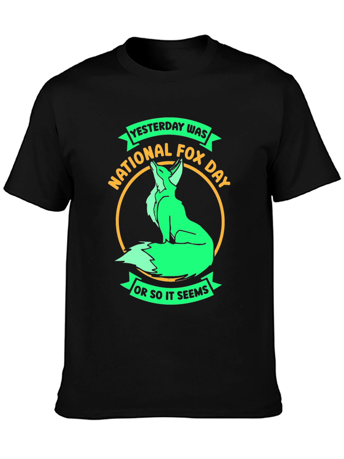 Black National Fox Day T-Shirt - Funny Sarcastic Tee view 3