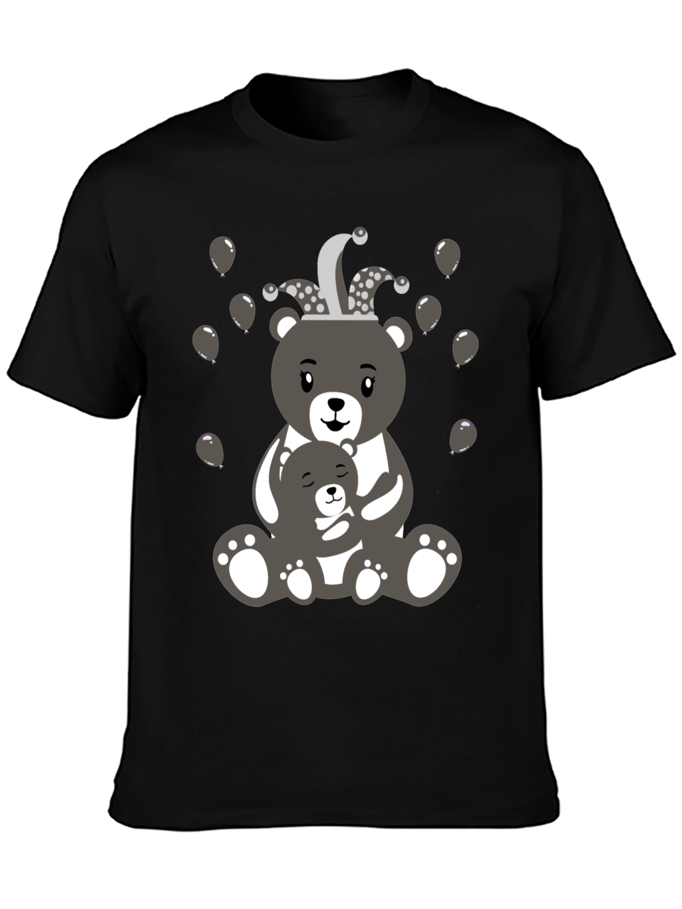 Black Cute Bear Family T-Shirt view 3