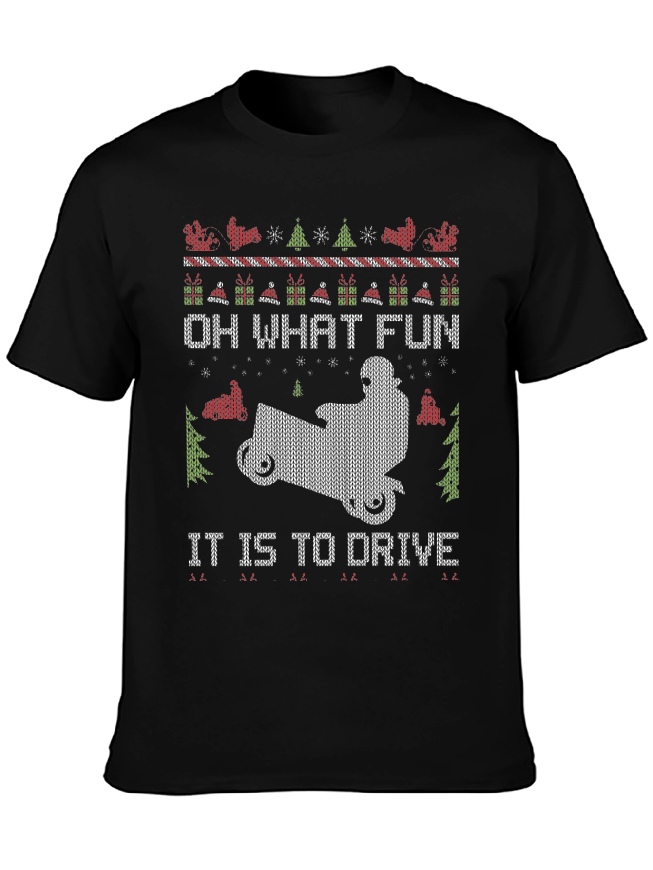 Black Ugly Christmas Snowmobile T-Shirt view 3