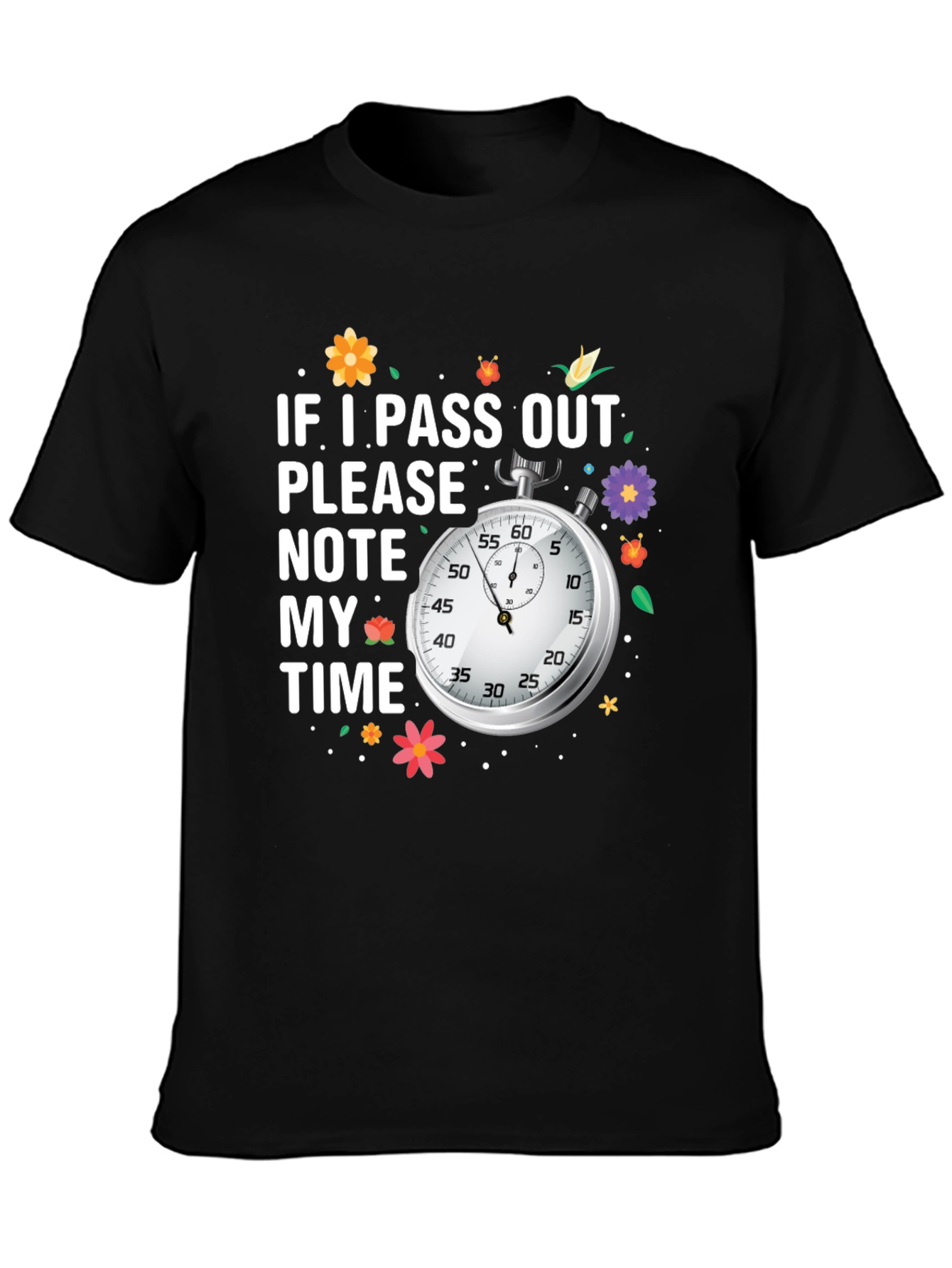 Black Funny Running T-Shirt - Note My Time view 3