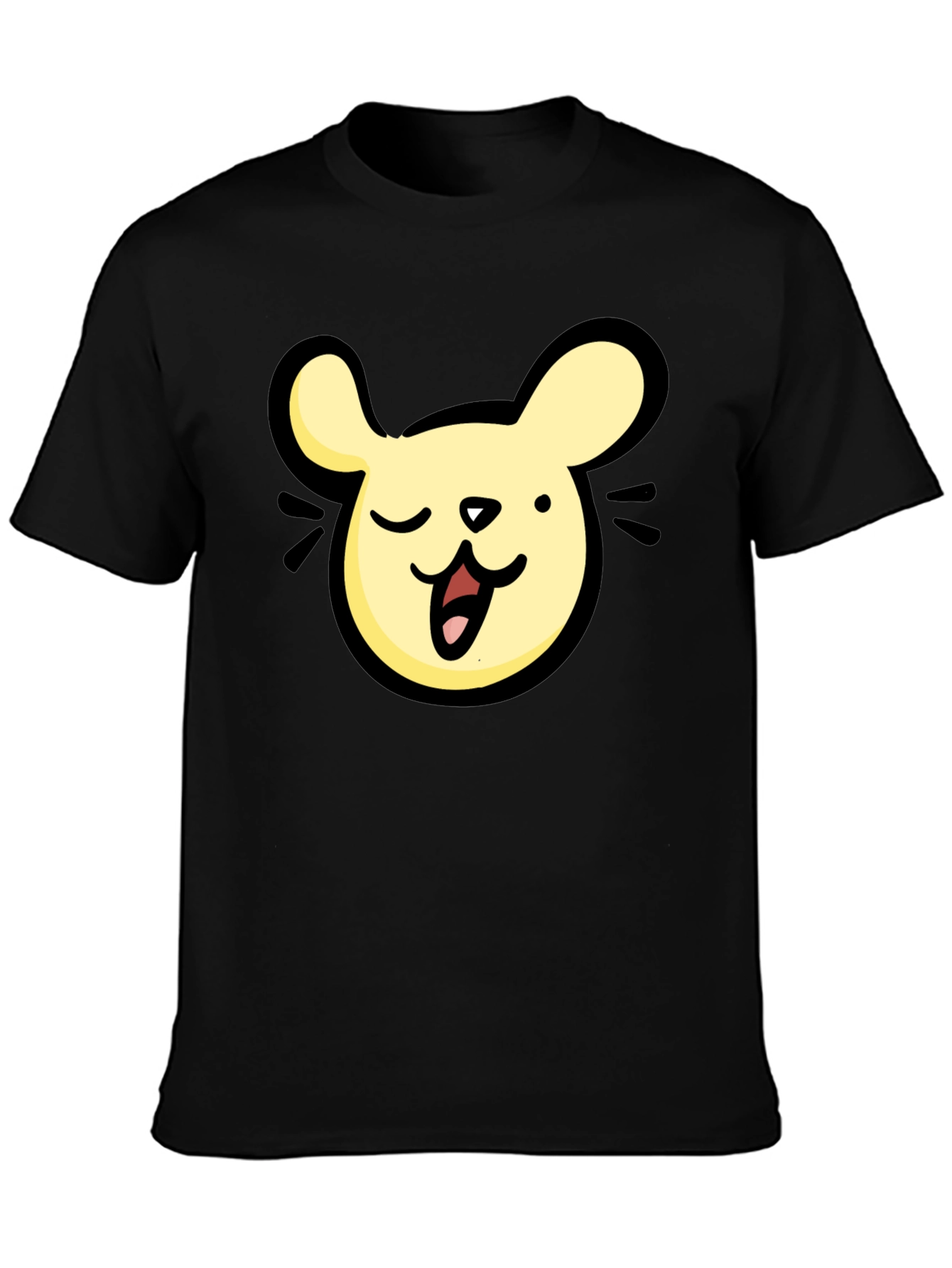Black Cartoon Animal Graphic Black T-Shirt view 3