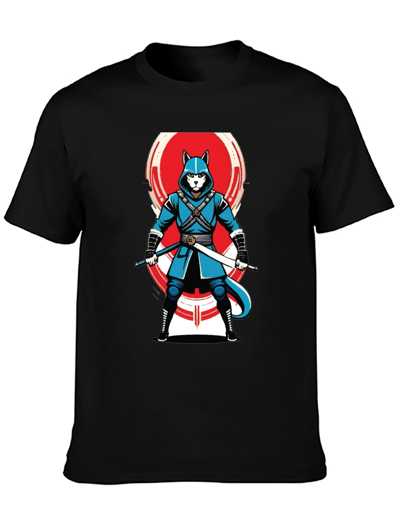 Black Ninja Cat T-Shirt - Cool Graphic Tee for Anime Fans view 3