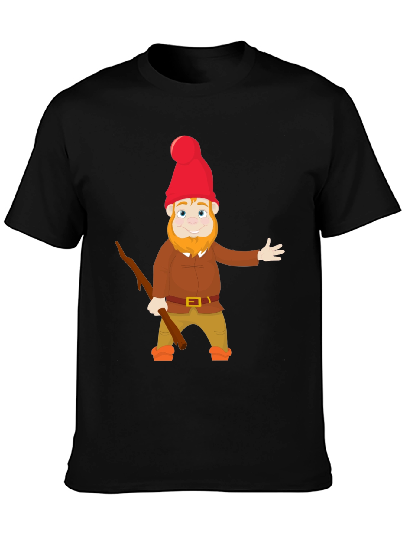 Black Gnome Graphic T-Shirt - Whimsical Cartoon Design view 3