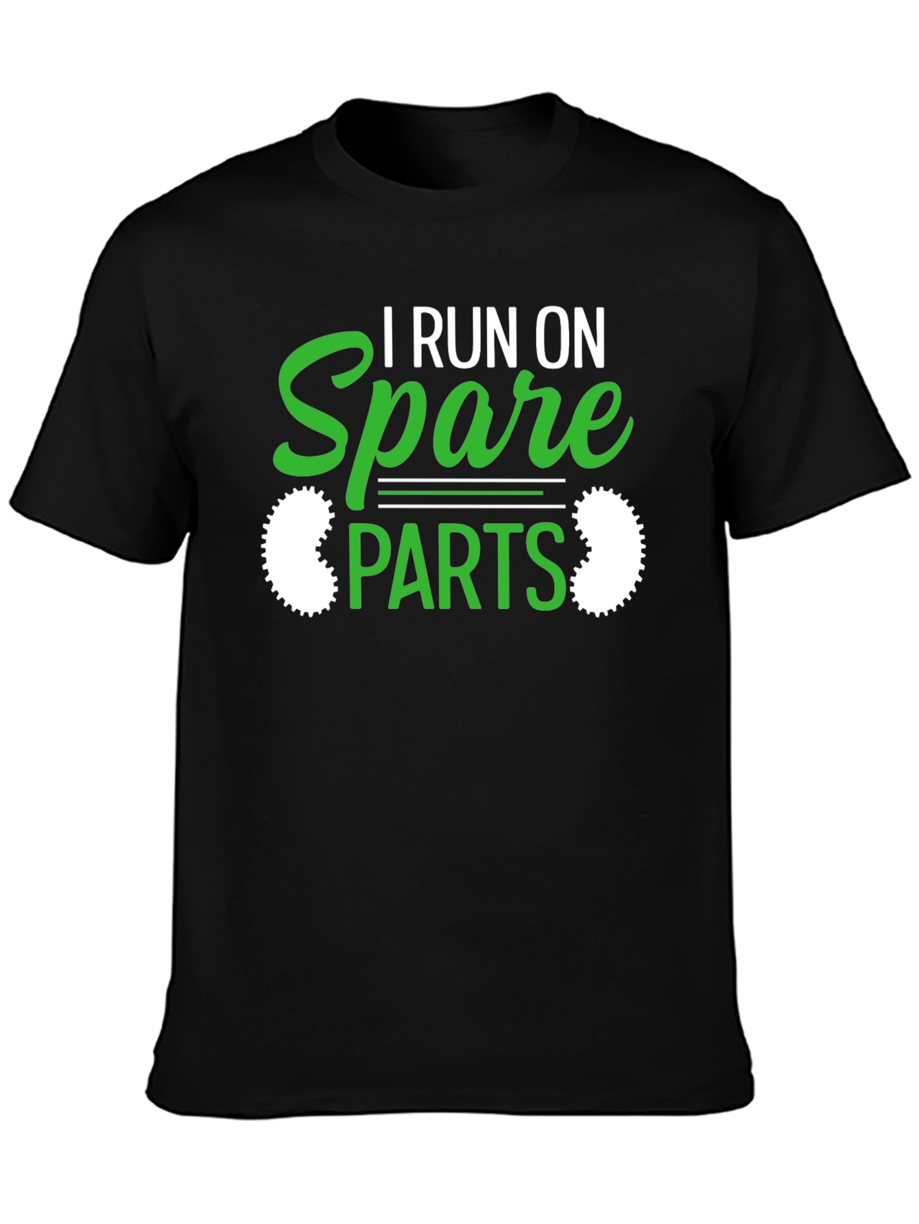 Black I Run On Spare Parts Funny Graphic T-Shirt view 3