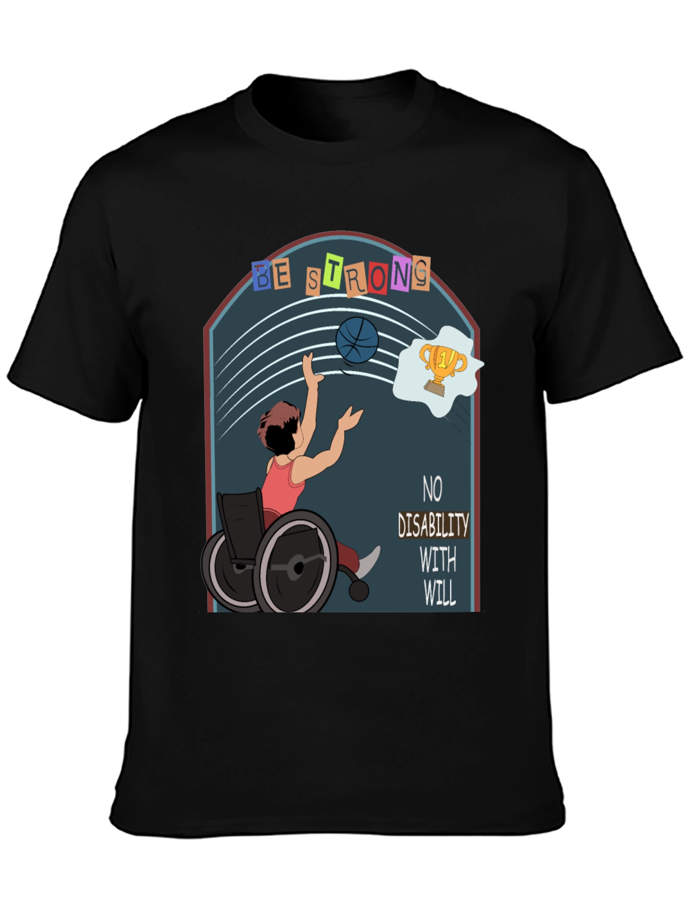 Black Inspirational Disability Awareness T-Shirt view 3