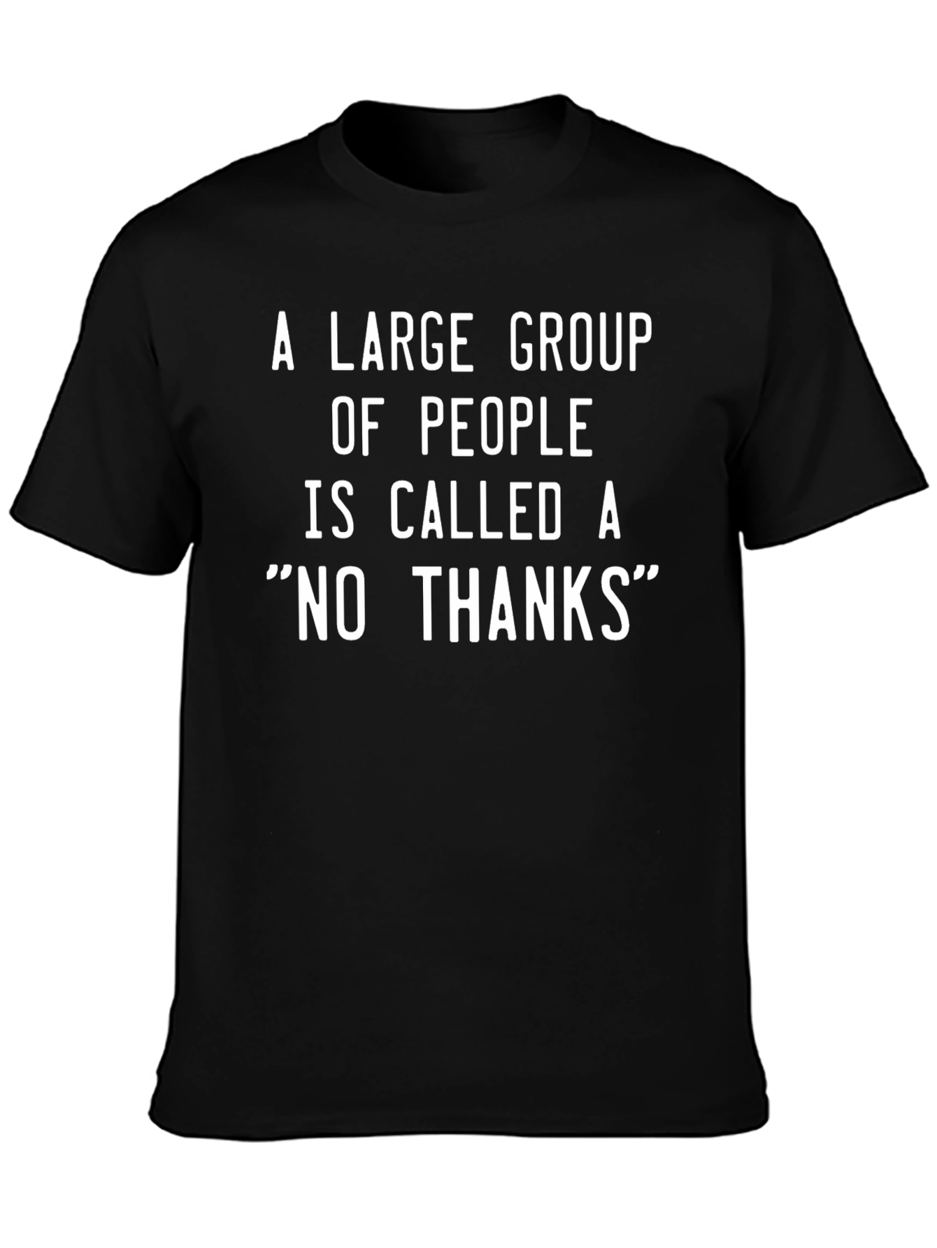 Black Funny Graphic T-Shirt: "NO THANKS" view 3