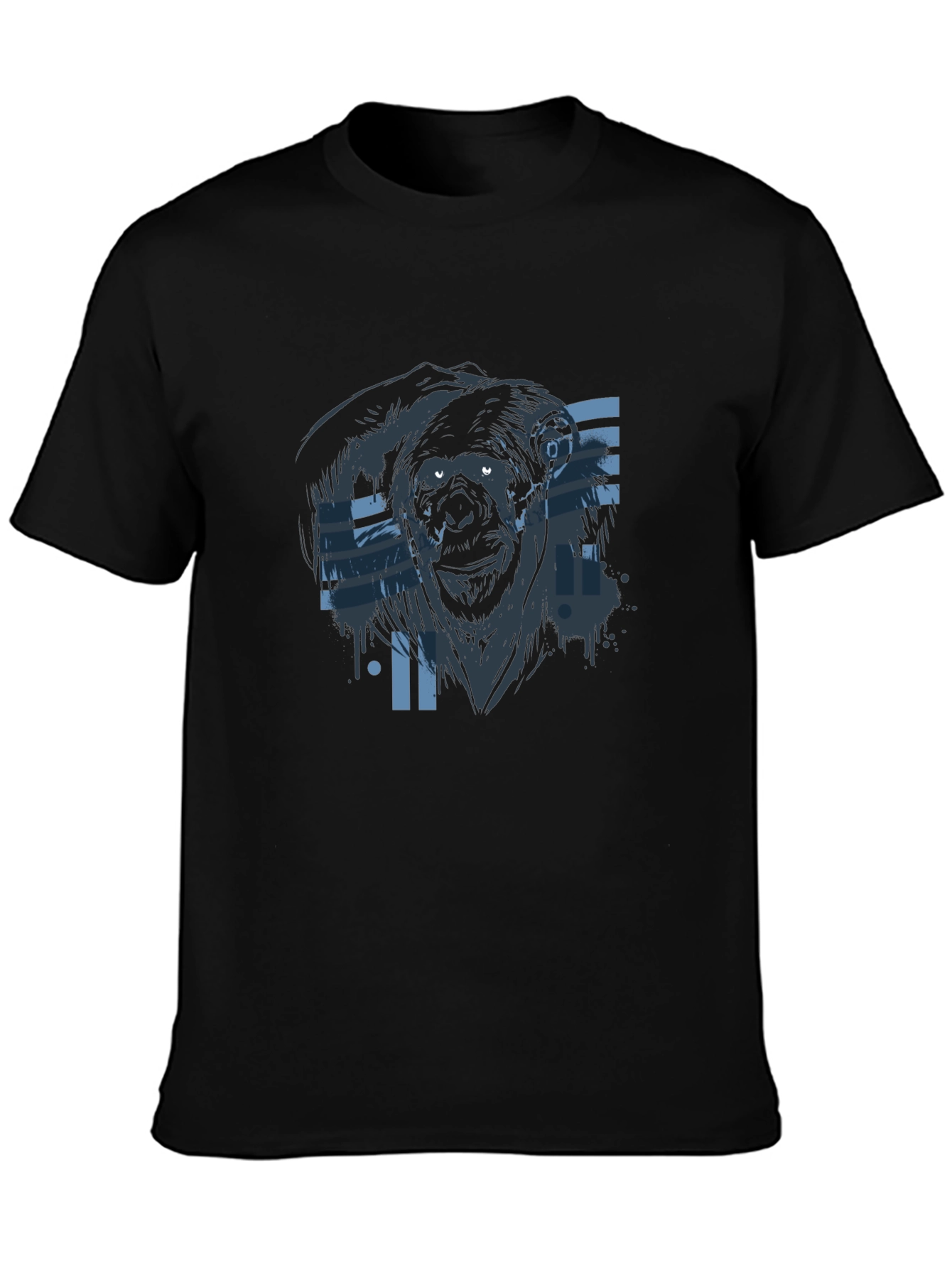 Black Cyber Gorilla Black T-Shirt - Cool Graphic Tee view 3