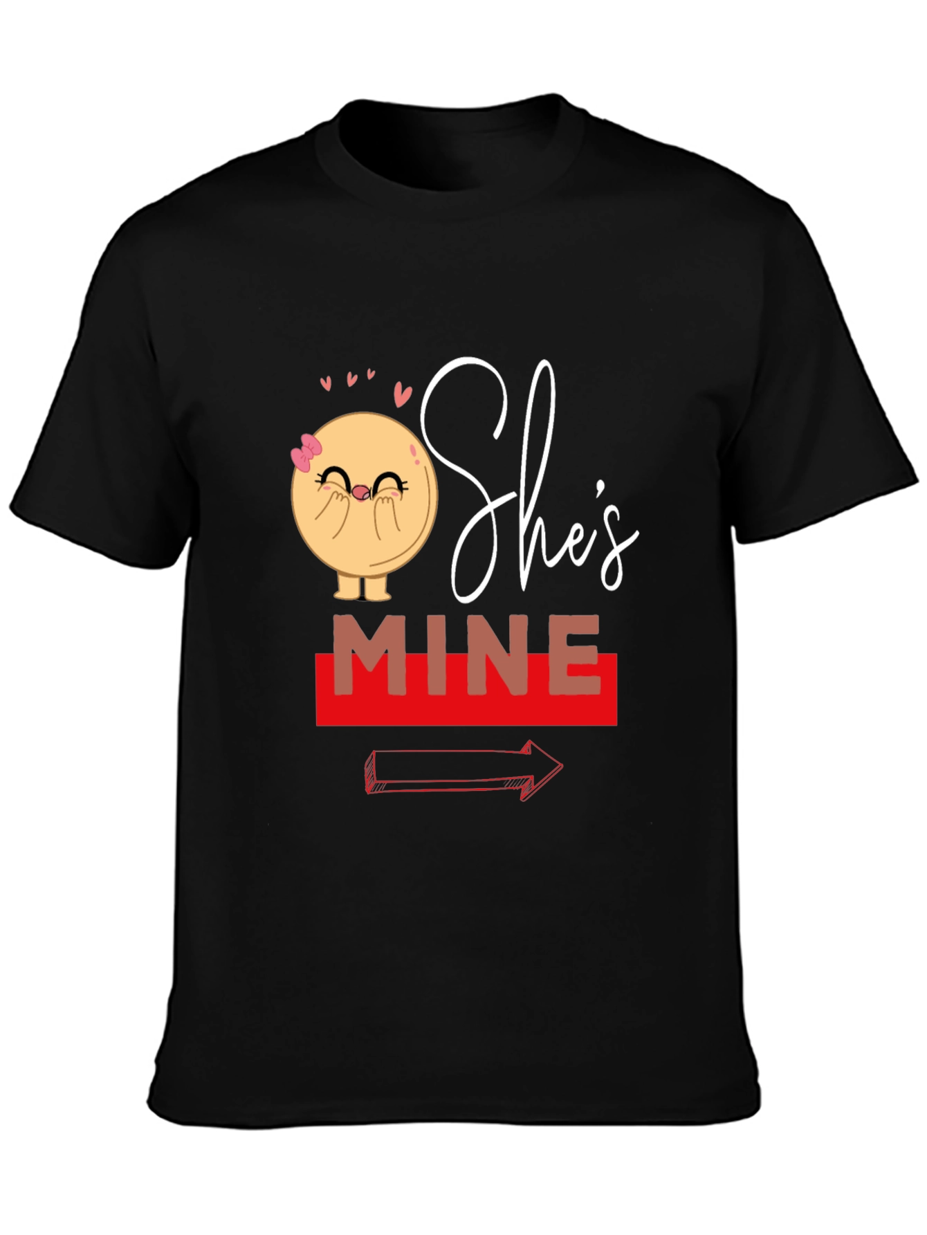 Black She's Mine Matching Couple T-Shirt view 3