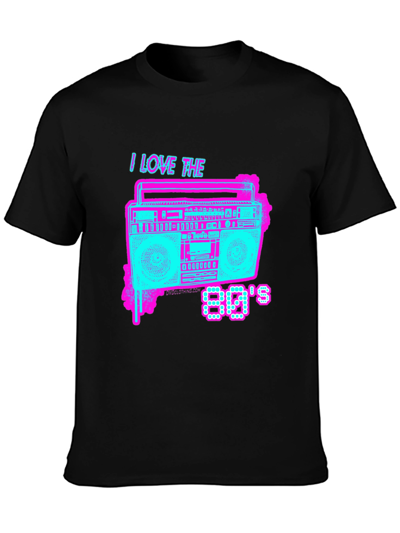 Black I Love the 80's Retro Boombox T-Shirt view 3